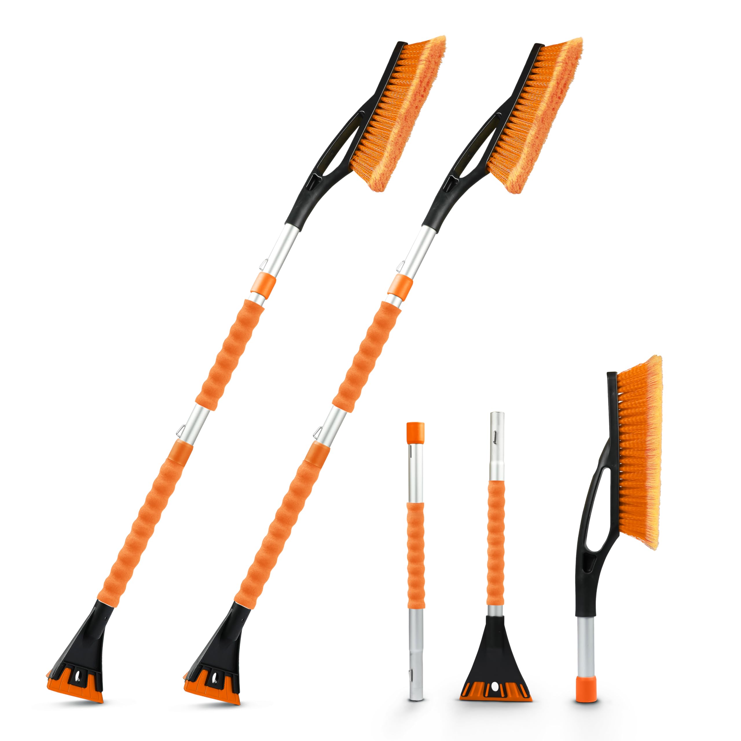 Econour 43'' Ice Scrapers For Car Windshield Extendable | 3 Parts Detachable Telescopic Snow Brush For Car, Trucks, Suv | Long S