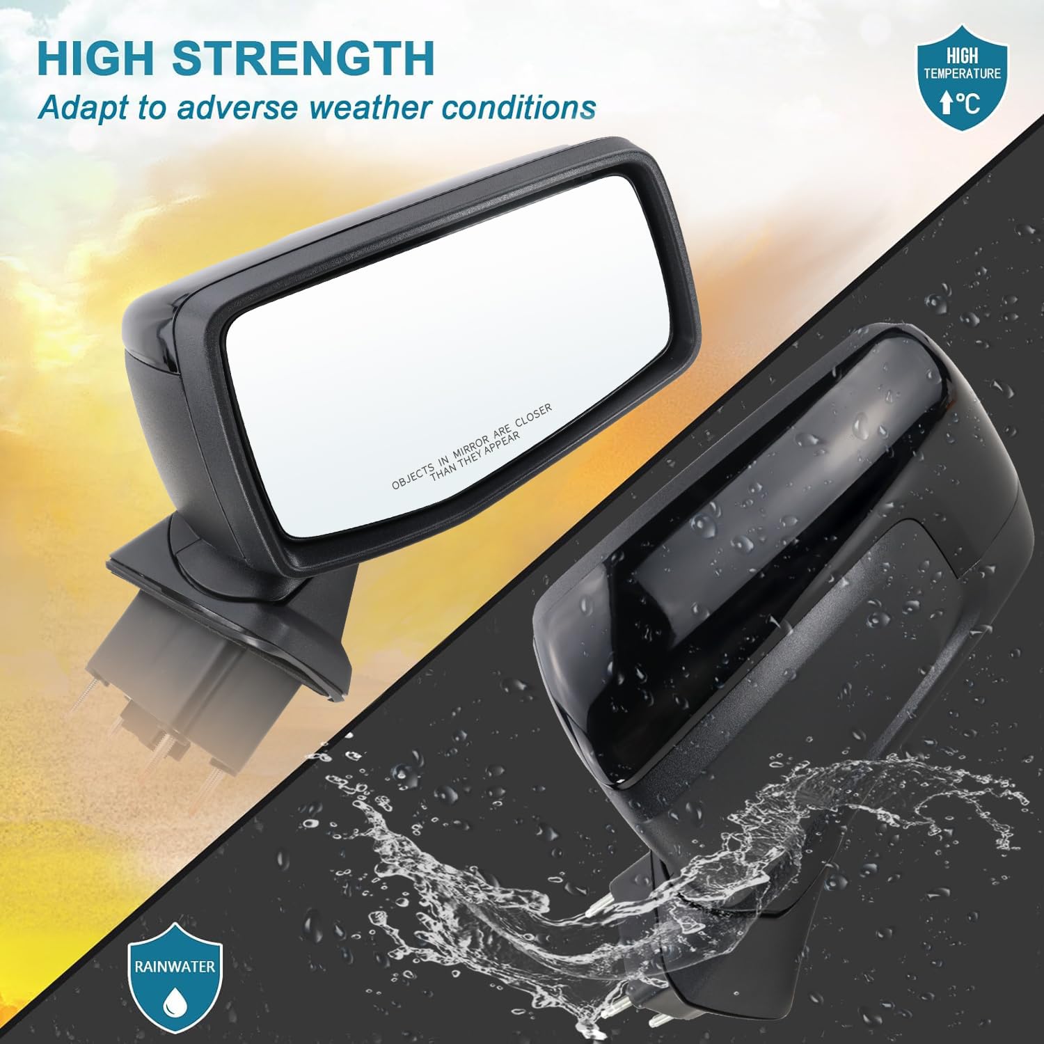 Lqito Right Passenger Side Mirror Compatible with 2019-2025 chevy Silverado 1500 Power Glass Manual Folding With Temperature Sen