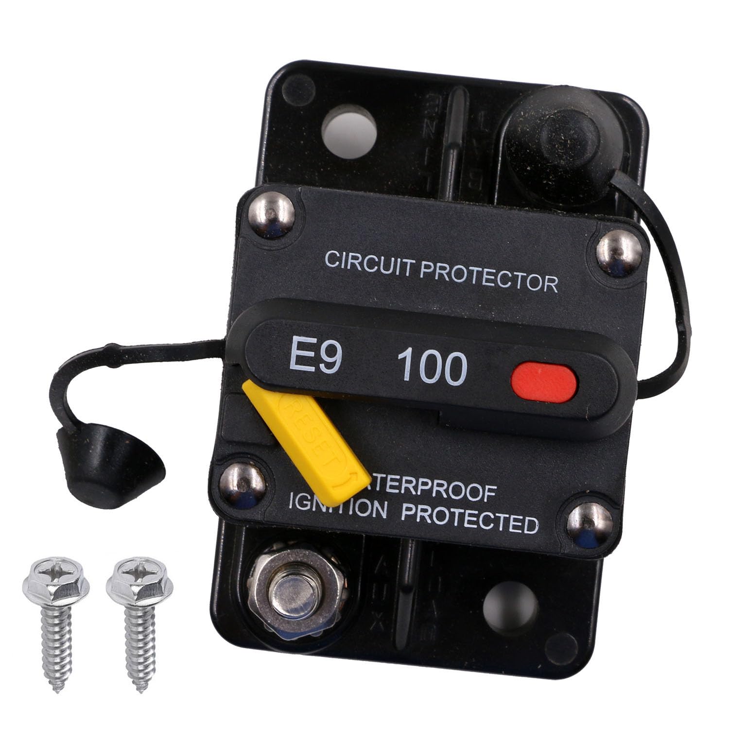 T Tocas 100A Waterproof Circuit Breaker T3 Manual Reset with Recessed Switch for 12V-48V DC Car Audio & Amps Protection