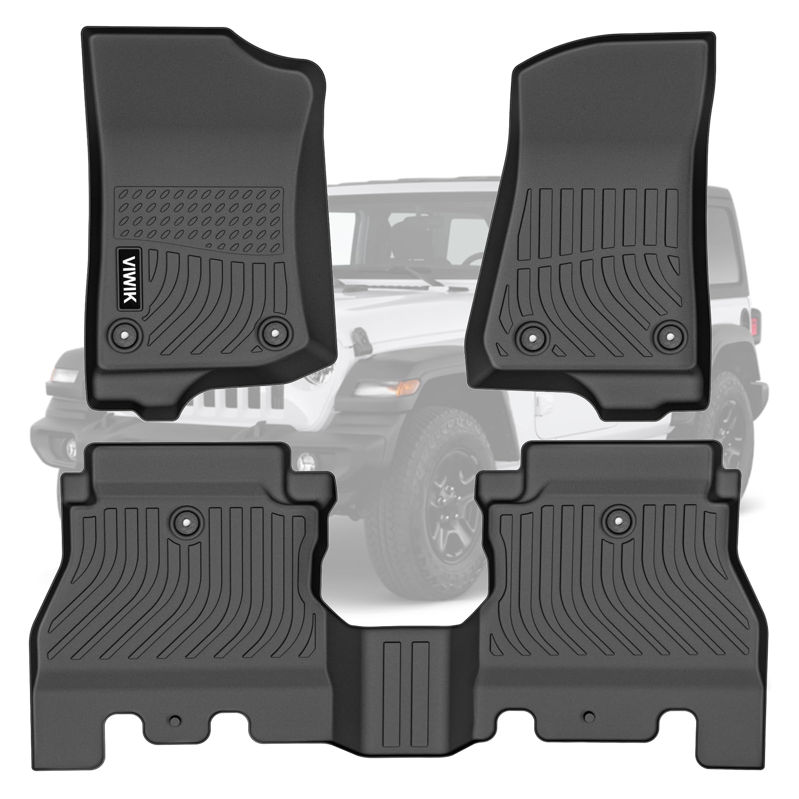 Viwik Car Floor Mats For Jeep Wrangler Jl 2018 2019 2020 2021 2022 2023 2024 2025, Tpe Rubber Car Mats All Weather Custom Floor