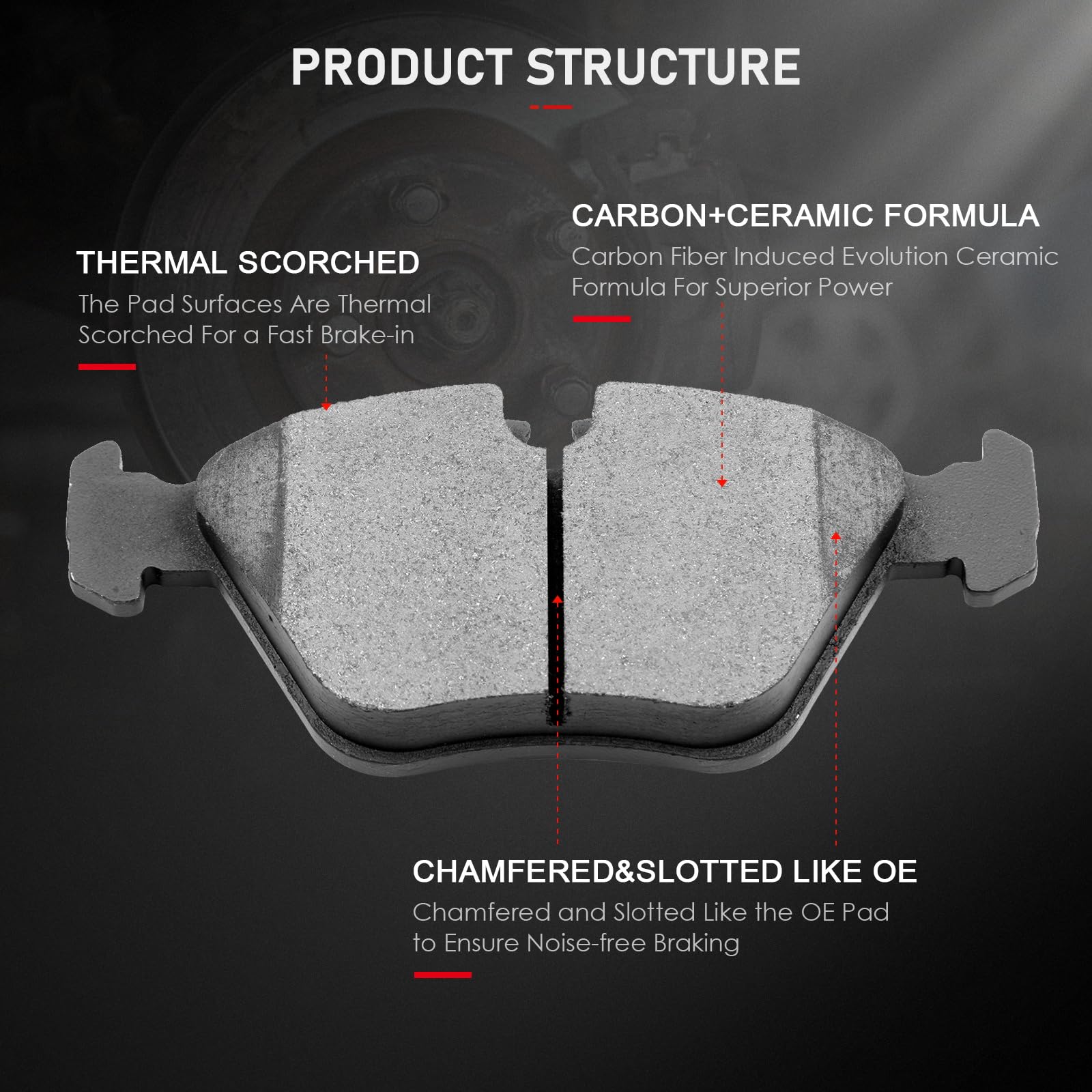 Cciyu Ceramic Front Brake Pad Set Fit For 2001-2006 For Bmw 330Ci,2001-2005 For Bmw 330I,2001-2005 For Bmw 330Xi,2005-2006 For B