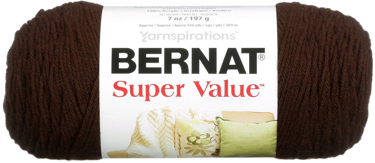 Bernat Super Value Yarn, 7 Oz, Gauge 4 Medium Worsted, Chocolate