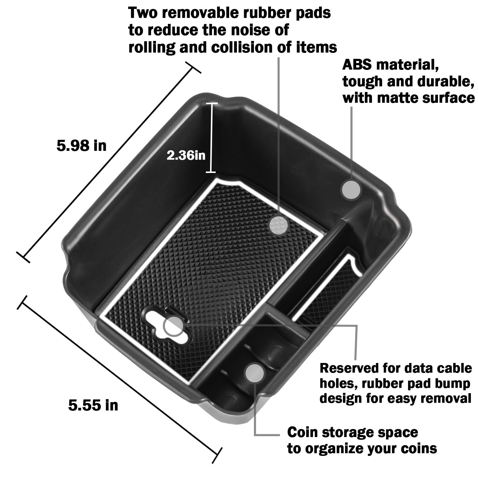 Tacorbo Center Console Organizer Compatible With 2022 2023 2024 Taos And 2018 2019 2020-2022 2023 2024 Tiguan Accessories Armrest Secondary Storage Box, Interior Abs Insert Glove Box Tray,White