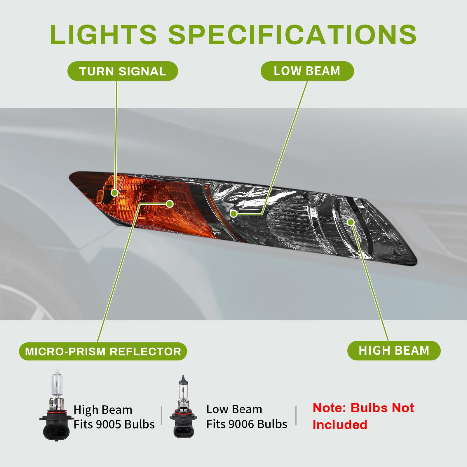 Autosaver88 Headlight Assembly Compatible With 2006-2011 Civic Coupe Oe Style Replacement Headlamps Chrome Housing With Amber Pa