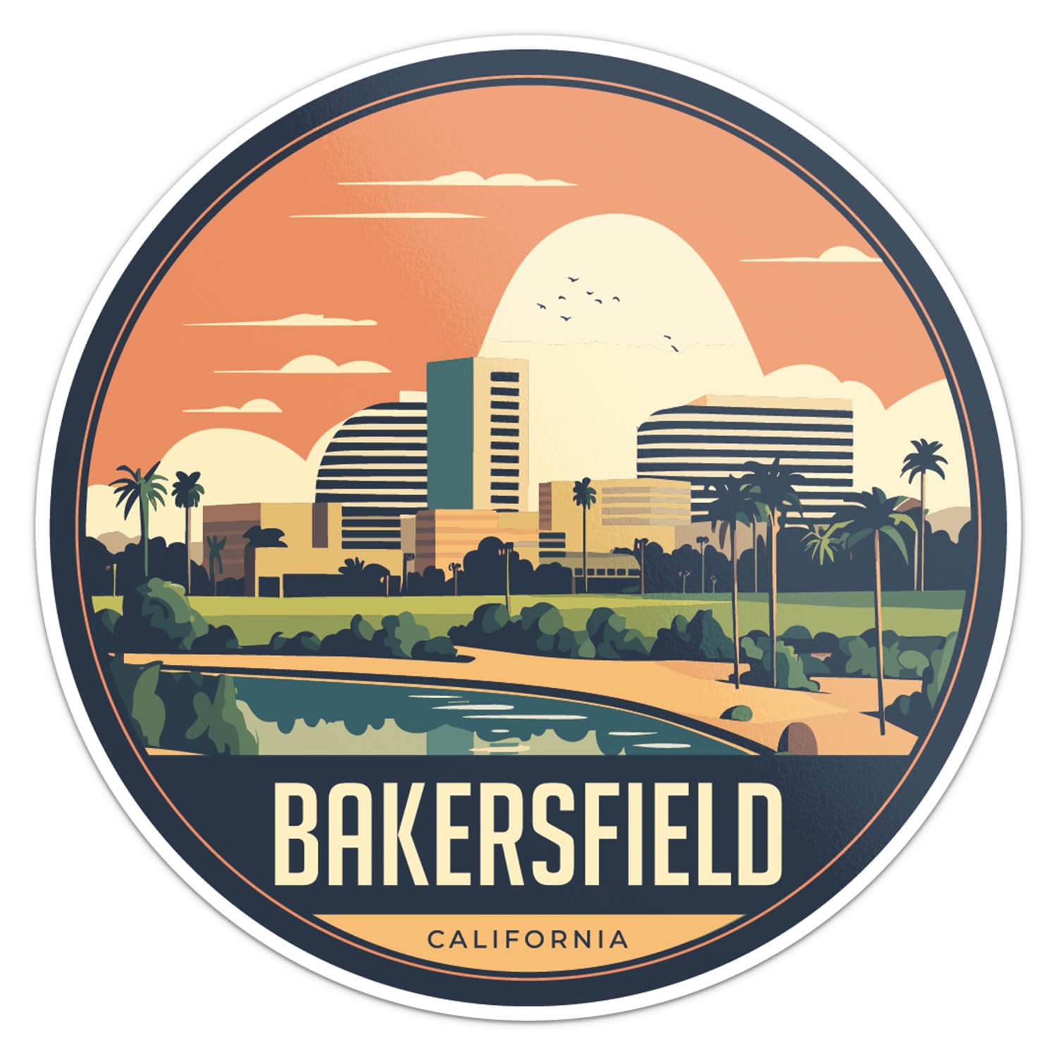 Bakersfield City Sticker - Waterproof Vinyl Decal for Car Bumper, Laptop, Water Bottle, Wall, and Window, Size - 3'' Longer Side