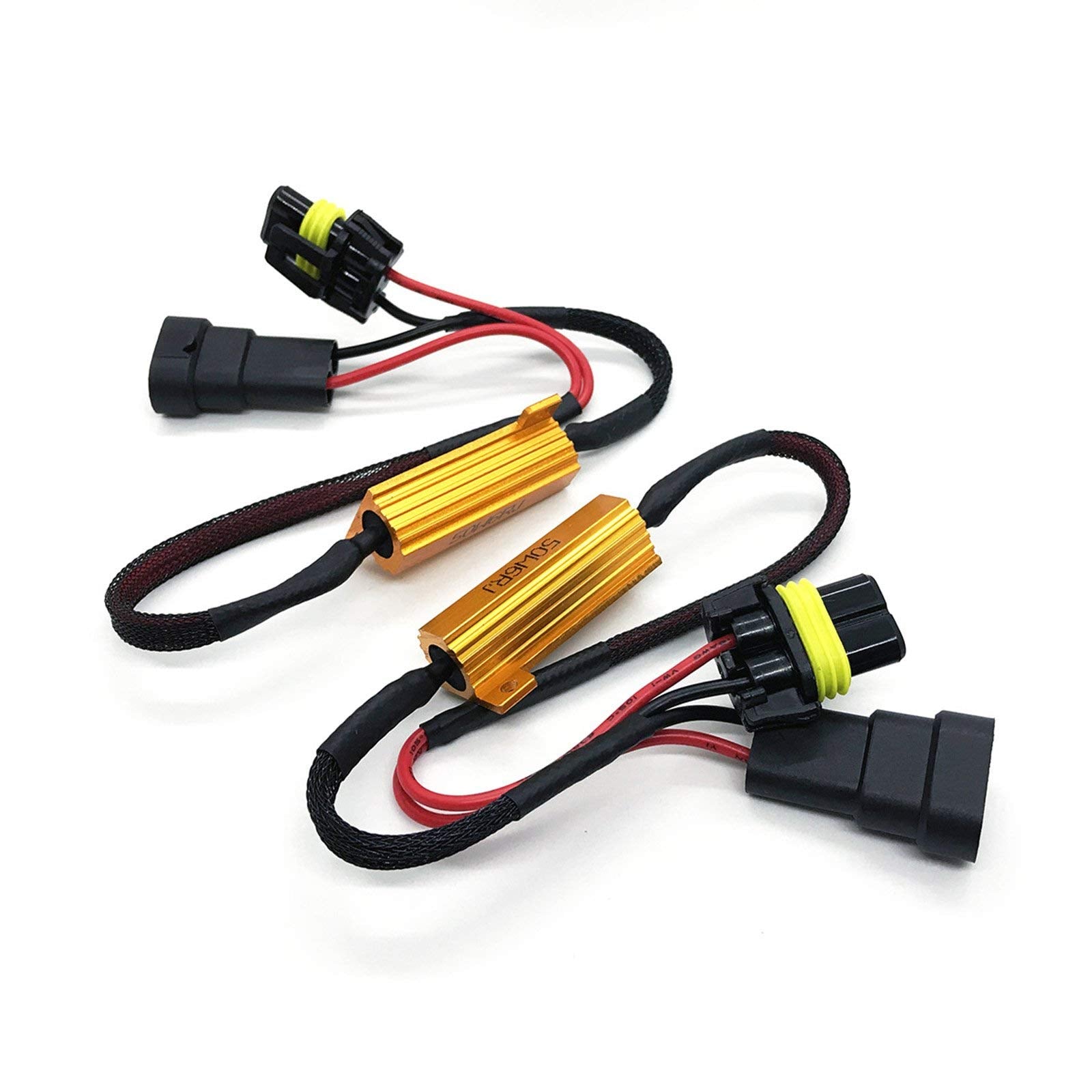 O-Nex H8 H11 Led Load Resistor Kit 50W 8Ohm Headlight Bulb Relay Harness Adapter Anti Flicker Error Decoder Warning Canceller