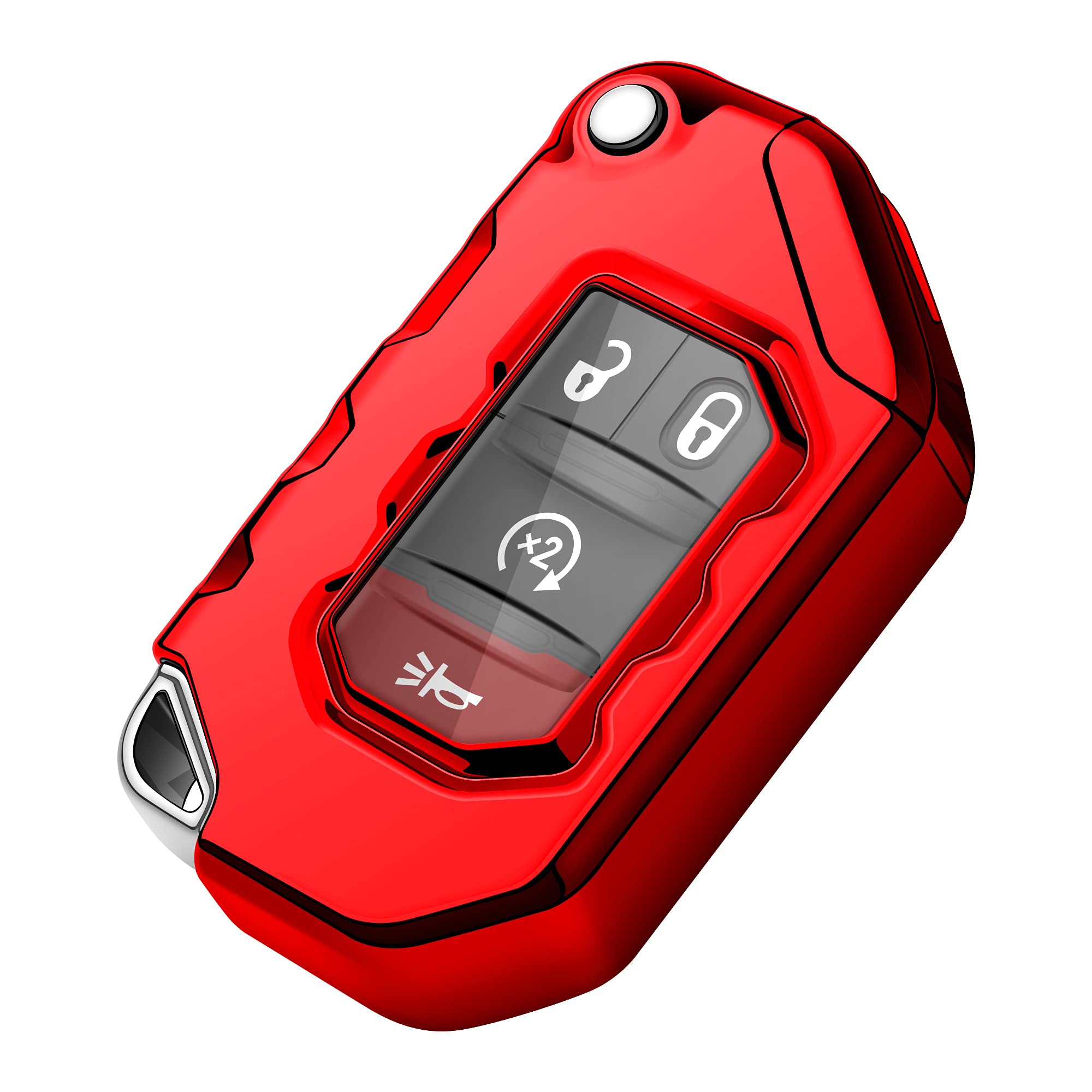 Tukellen For Jeep Key Fob Cover Premium Soft Full Protection Key Shell Key Case Compatible With Jeep 2020 2021 Gladiator Jt Sahara Jlu 2018-2021 Jeep Wrangler Jl Jlu Rubicon(Red)
