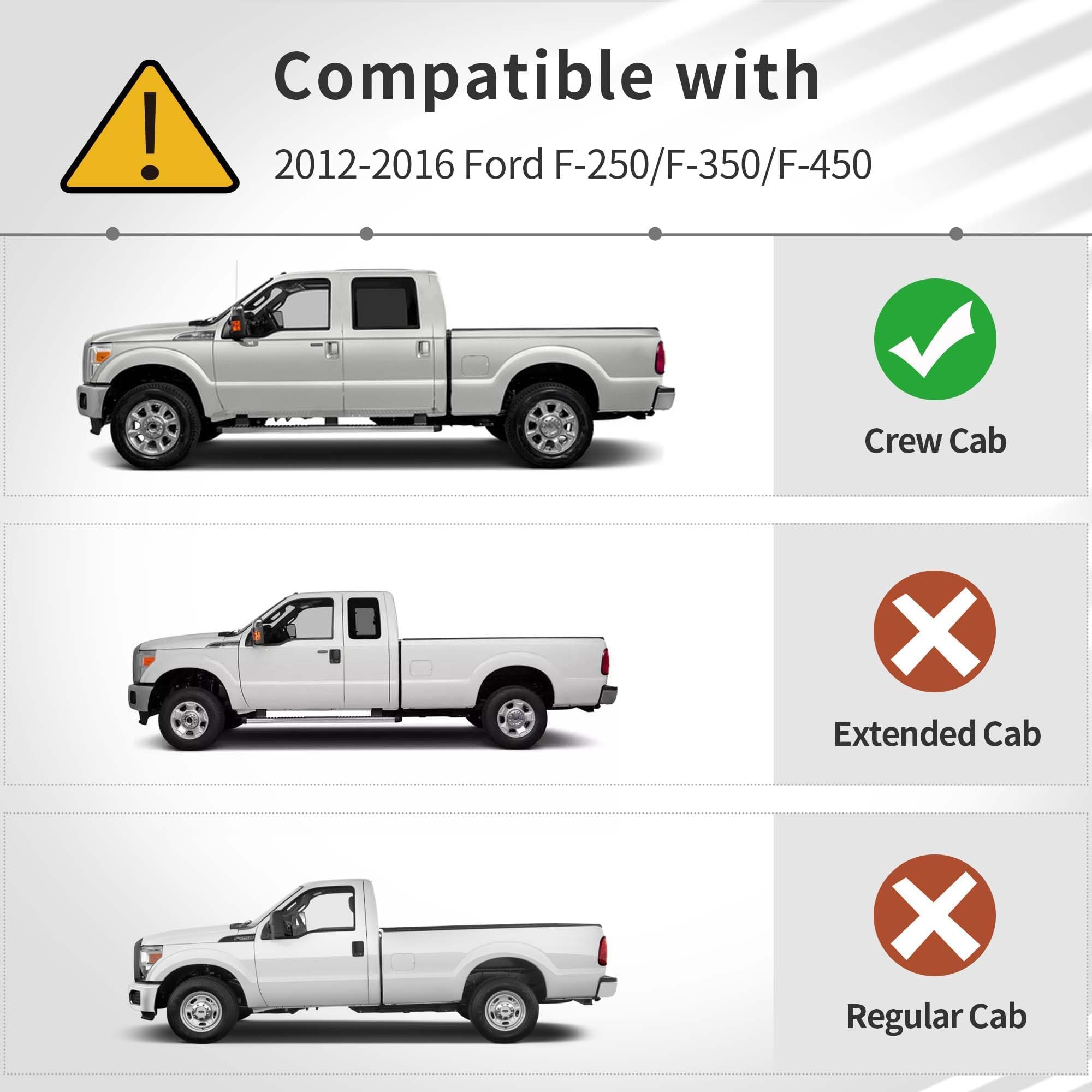 Oedro Floor Mats Compatible With 2012-2016 Ford F-250/F-350/F-450 Supercrew/Crew Cab, Custom Fit Front & 2Nd Seat 2 Row Liner Se