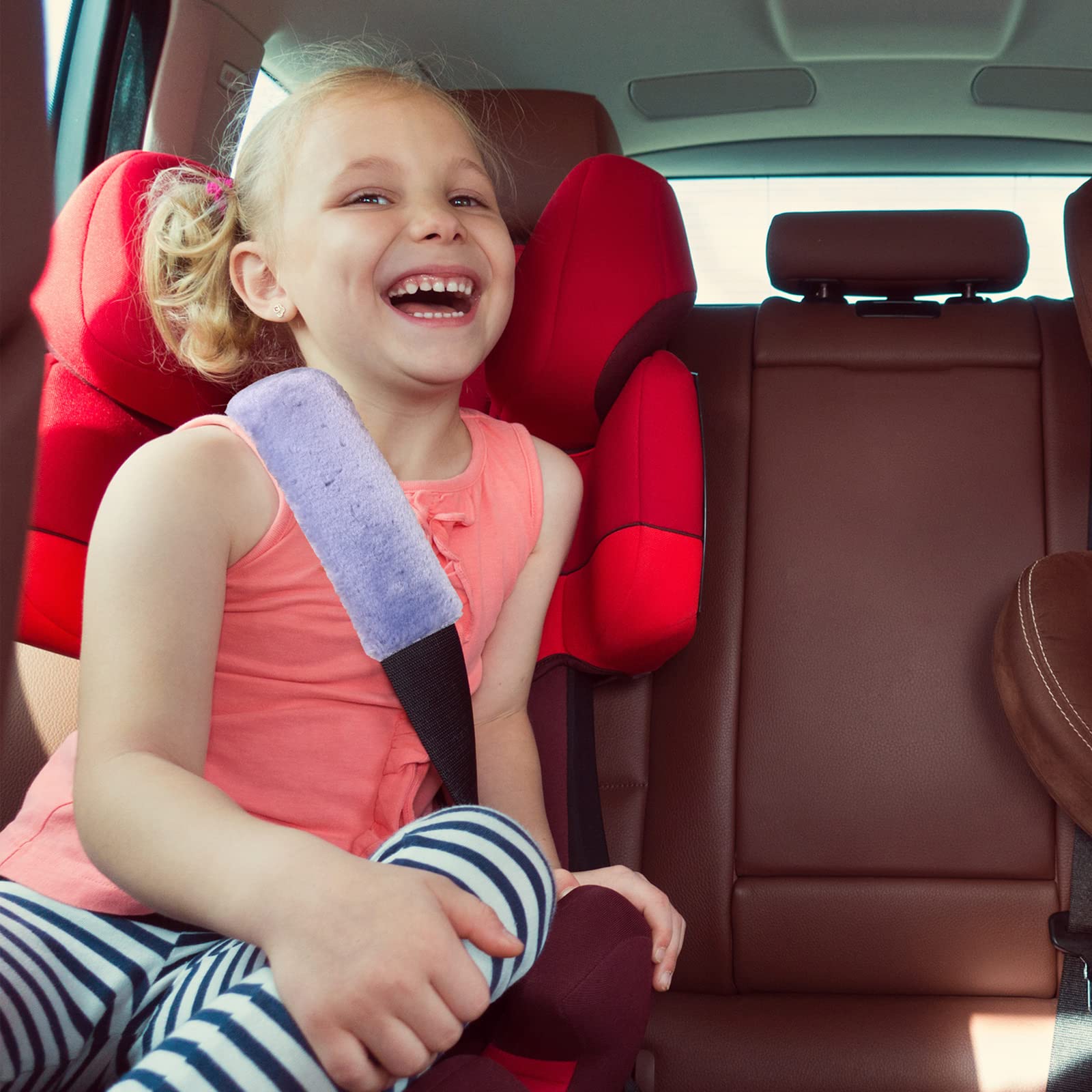 4 Pack Faux Sheepskin Car Seat Belt Pads Seatbelt Protector Soft Comfort Seat Belt Shoulder Strap Cover Harness Pad Guard Neck And Shoulder