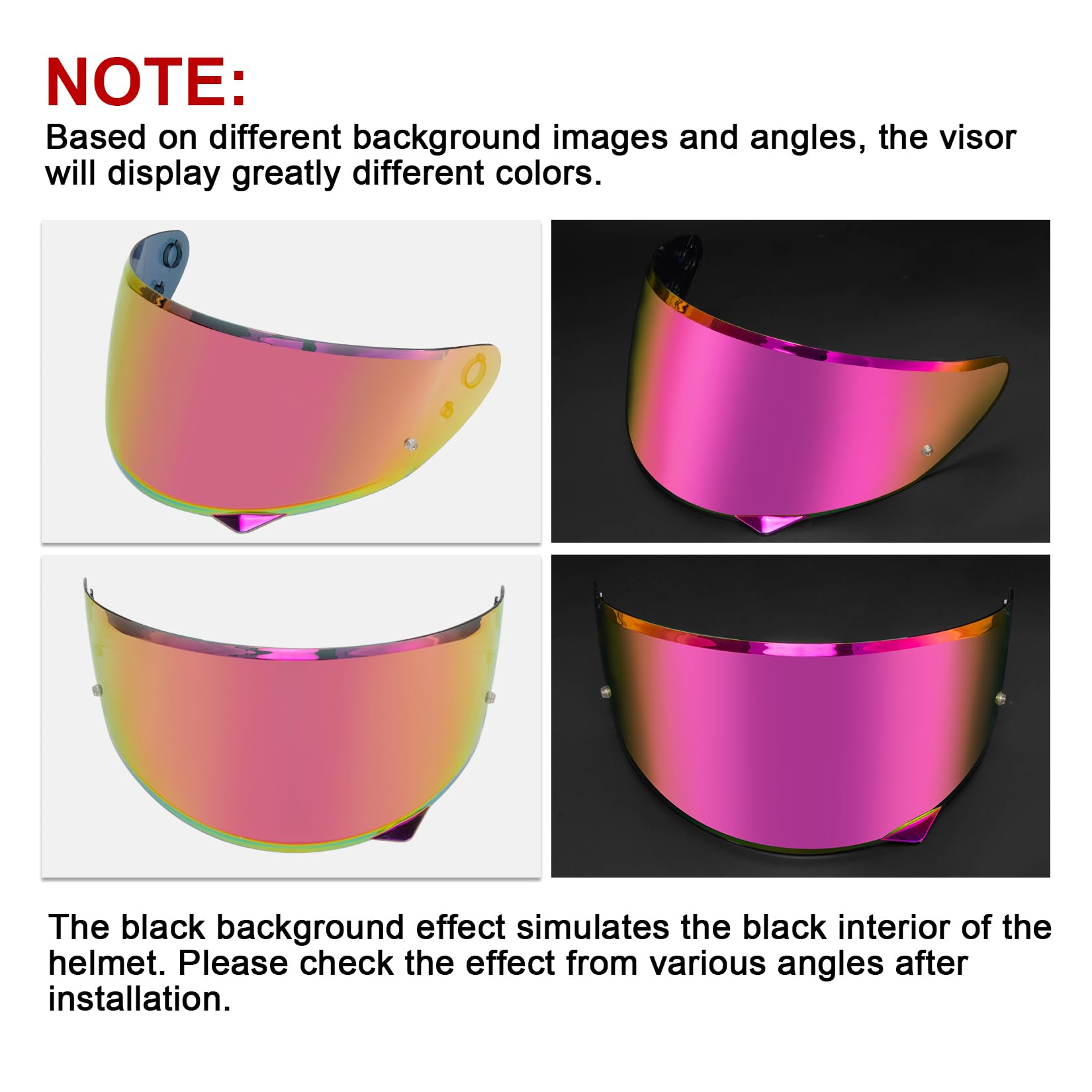 PSLER HJ-34P Visor - HJ-34P Visor Tinted C10 Helmet Visor Pinlock-Ready Face Shield for HJ-34P C10,Deep Red Rose