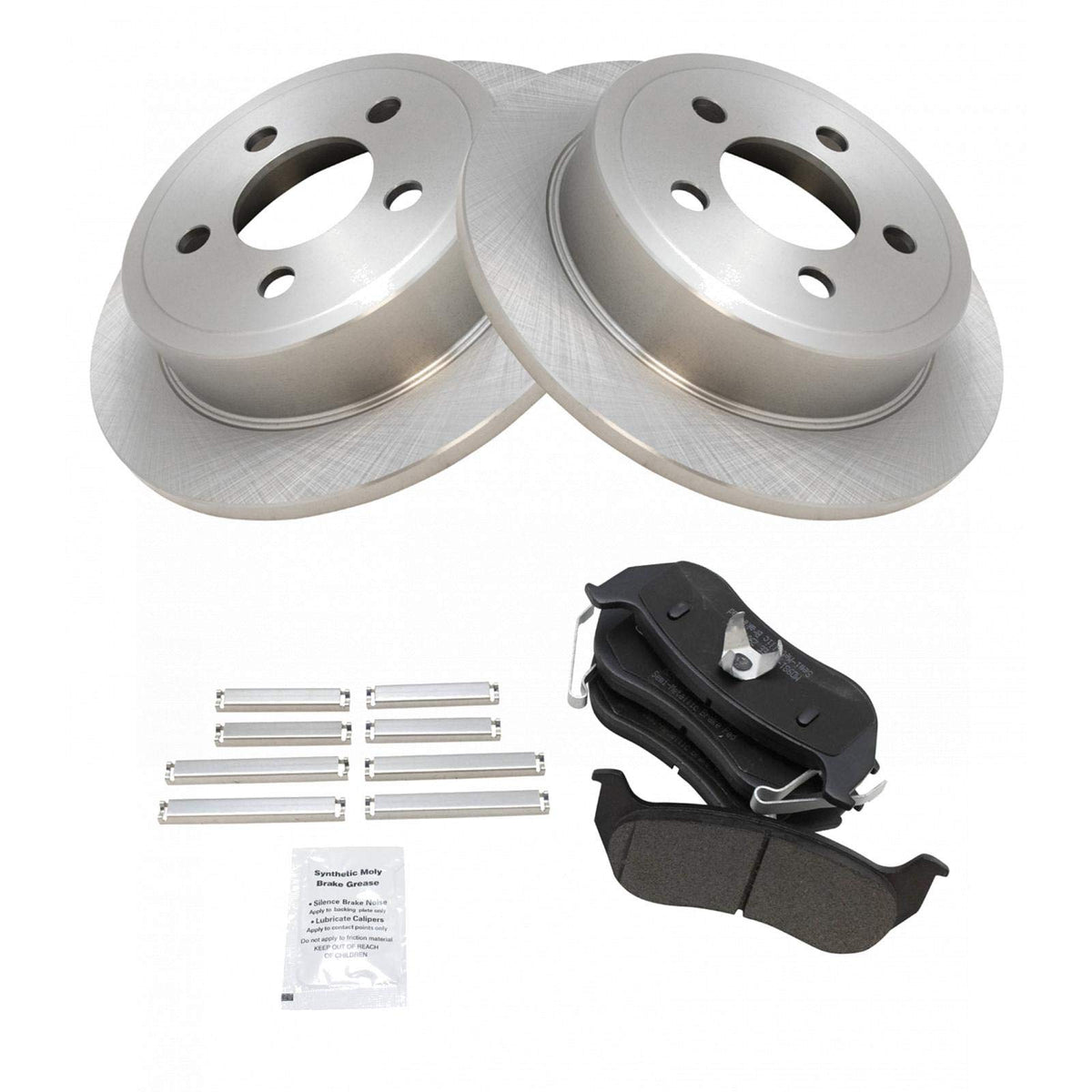 Trq Rear Brake Pad & Rotor Kit Semi-Metallic Compatible With 2003-2007 Jeep Liberty 2003-2006 Wrangler