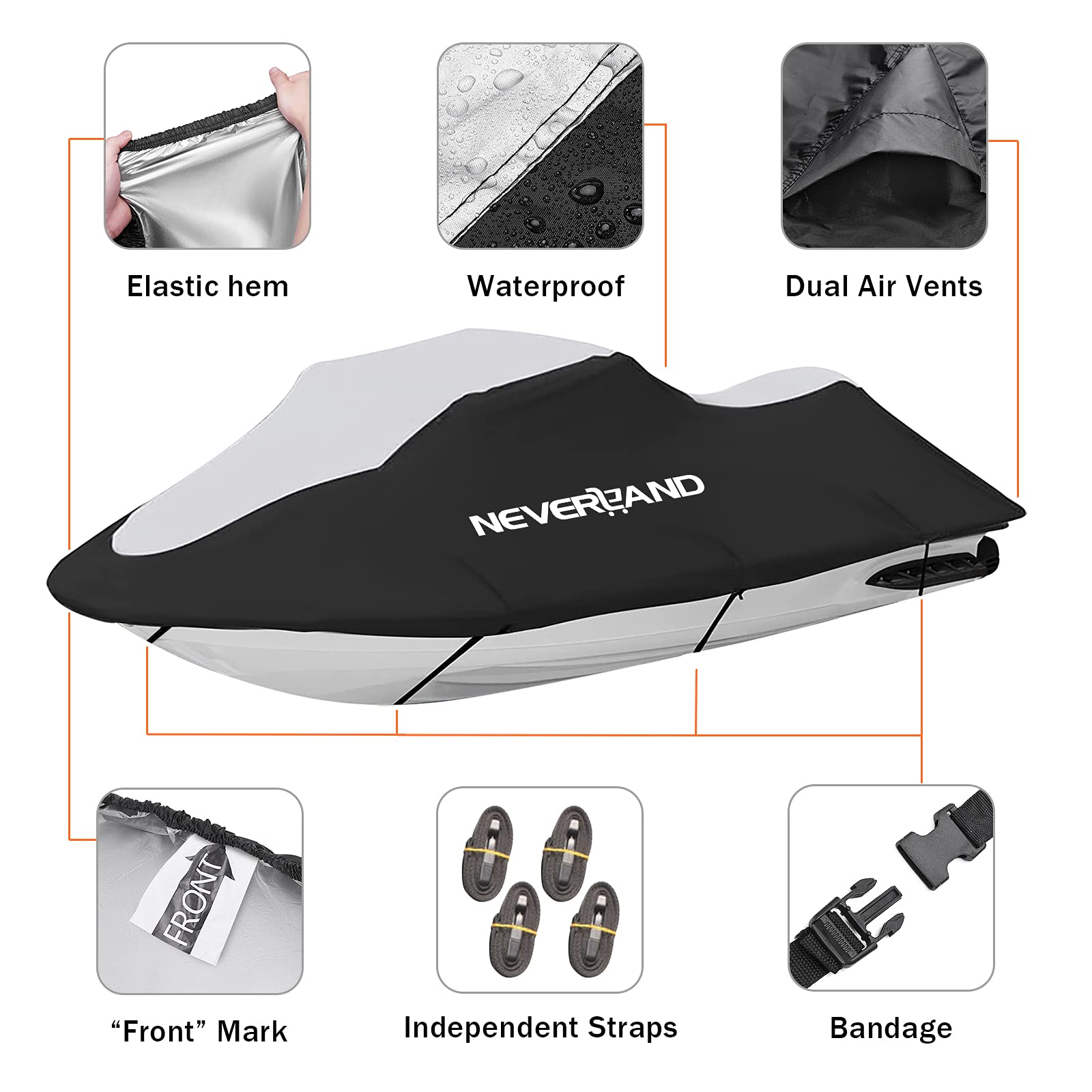 Neverland Jet Ski Cover 3 Seats Heavy Duty Waterproof 210D With 2 Air Vent Marine Grade Uv Resistant Compatible With Yamaha Sea-