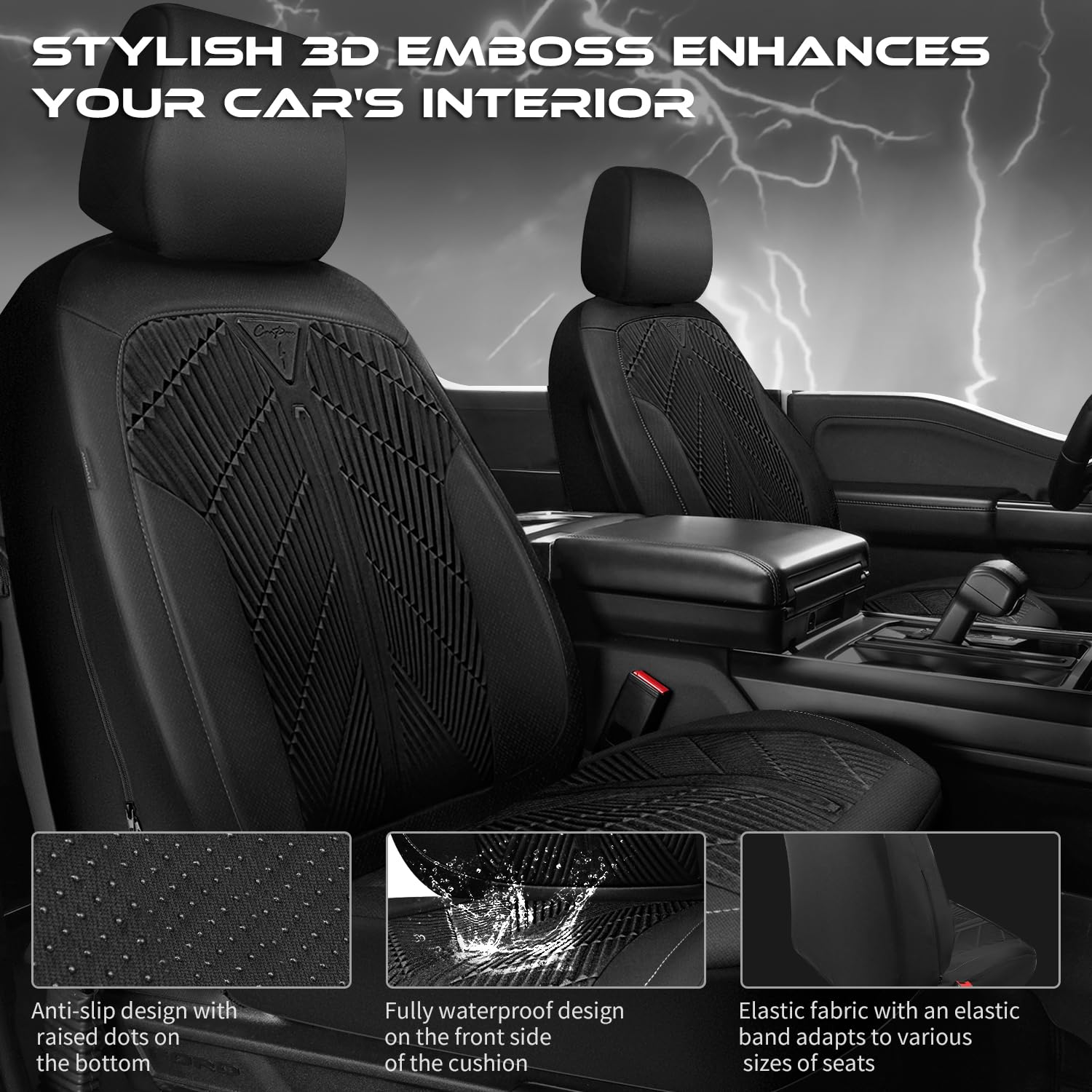 Car Pass Waterproof Car Seat Covers Front Seats Covers Neoprene Wetsuit, All-Weather Non-Slip Durable, Universal Fit For Suv Sed