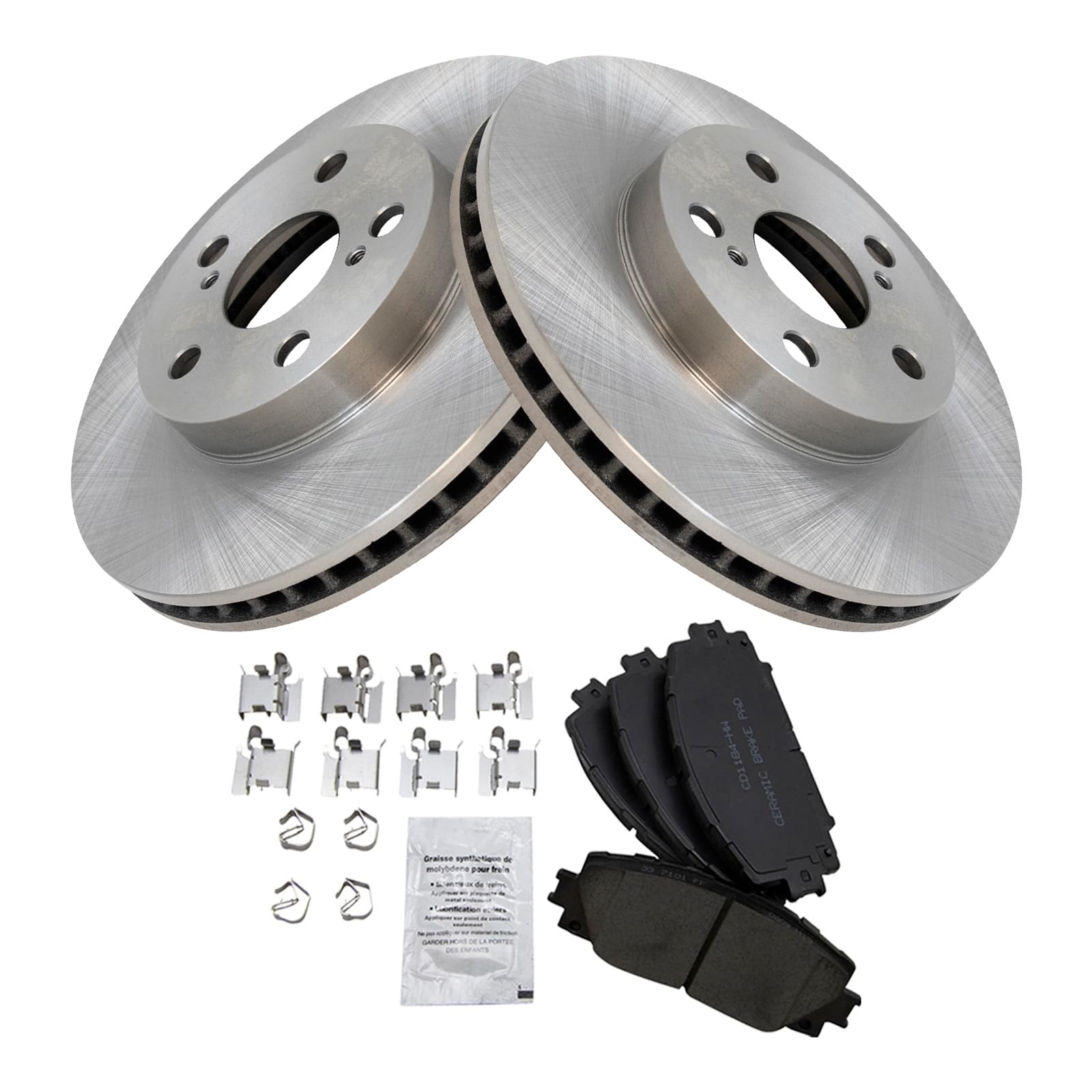 Trq Front Brake Pad & Rotor Kit Brake Pads Brake Rotor Ceramic Compatible With 2011-2017 Lexus Ct200H 2010-2015 Toyota Prius 201