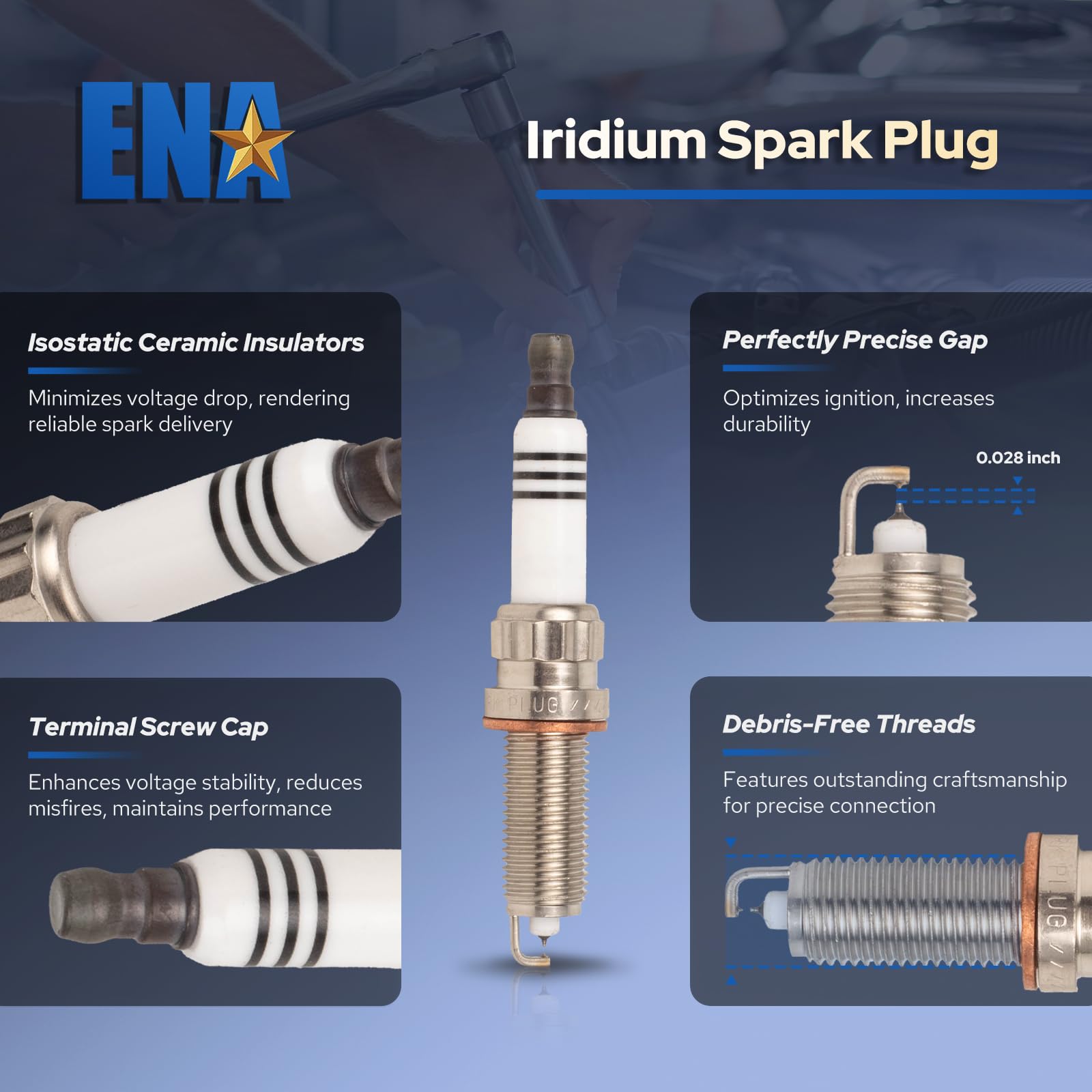 ENA Double Iridium Spark Plugs 6 Pack Compatible with Mercedes-Benz C300 E350 ML350 GLE350 GLK350 R350 SLK350 2012 2013 2014 201