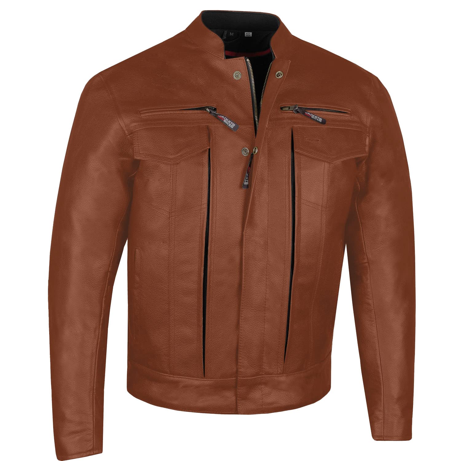 Men'S Commuter Premium Natural Buffalo Leather Motorcycle Jacket Ce Armor Conceal Carry Gun Pockets Cruiser Biker Tan Xxl