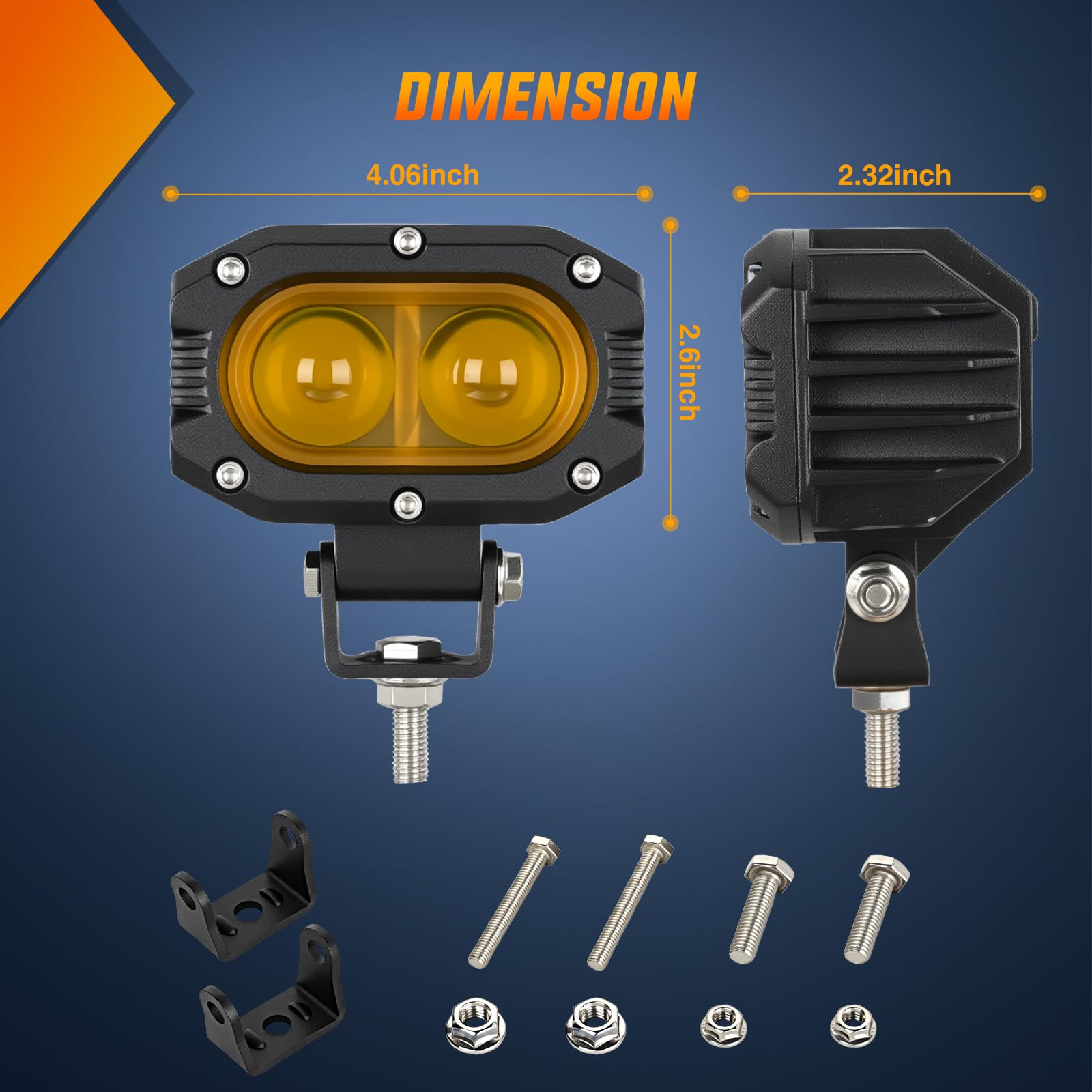 Nilight Led Pod Light 48W 4 Inch 2 Pcs Yellow Spot Beam Driving Lights Led Pods Ip67 Waterproof Auxiliary Offroad Lighting For T