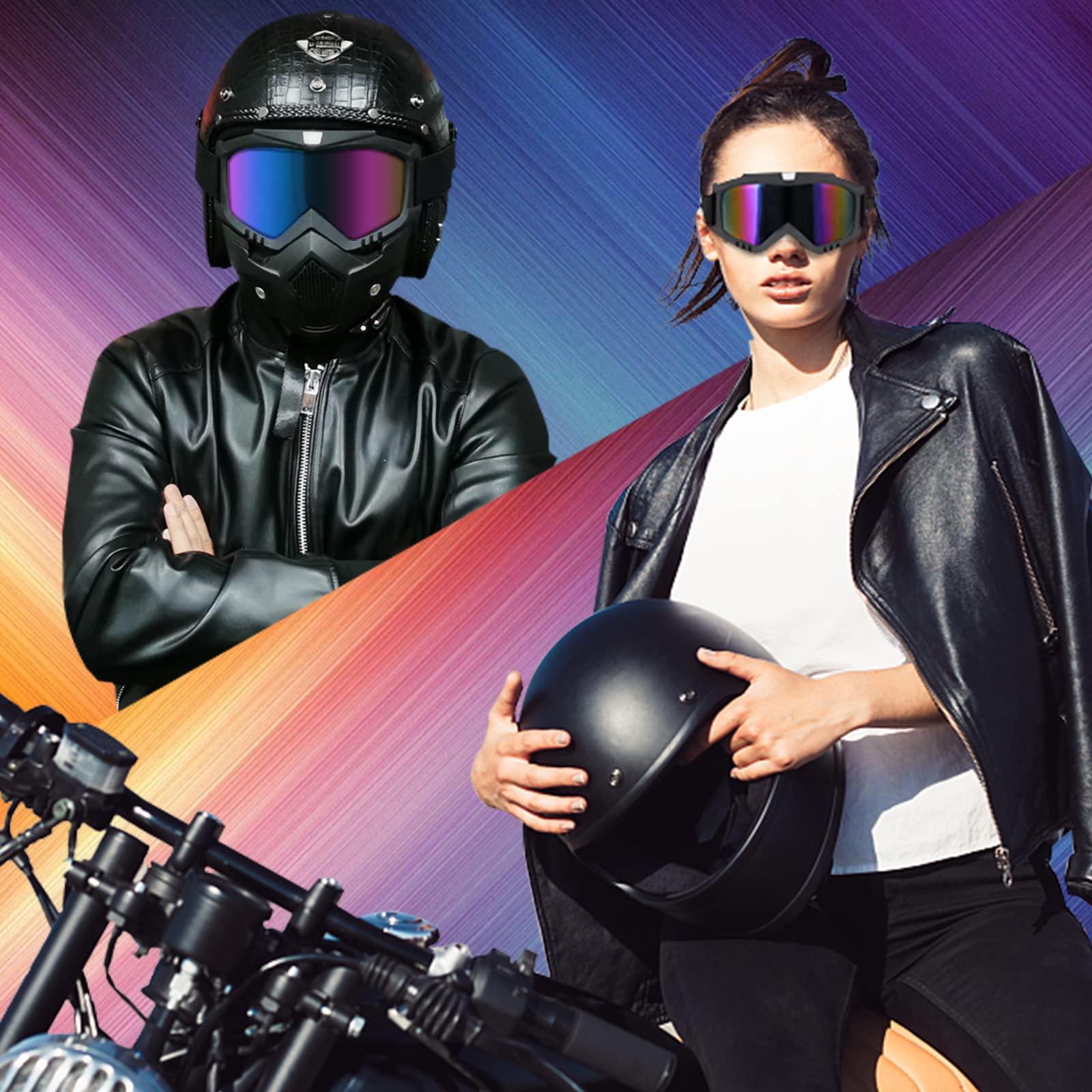 Shuoliyan 2 Pieces Motorcycle Goggles - Dirt Bike Goggles With Removable Face Shield, Motocross Goggles Paintball, And Airsoft M