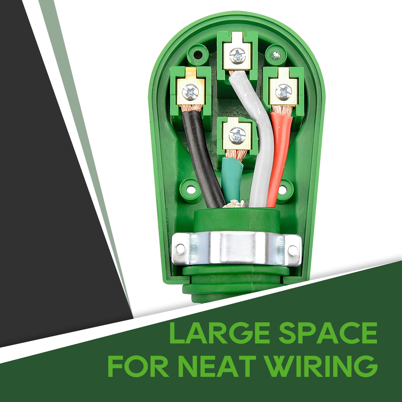 RVGUARD 50 Amp RV Male and Female Plug Kit, NEMA 14-50P & 14-50R RV Replacement Plug, 125/250V 50 Amp with Disconnect Handle, Gr