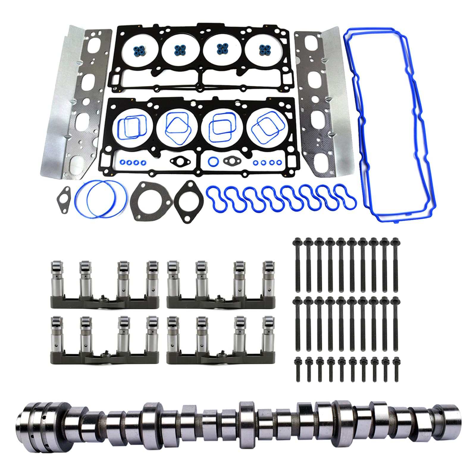 GELUOXI MDS 5.7 HEMI Lifters Camshaft Kit w/Head Gasket Set Replacement for Dodge Ram 1500 5.7L V8 2009-2015 Part# HS26423PT, 53