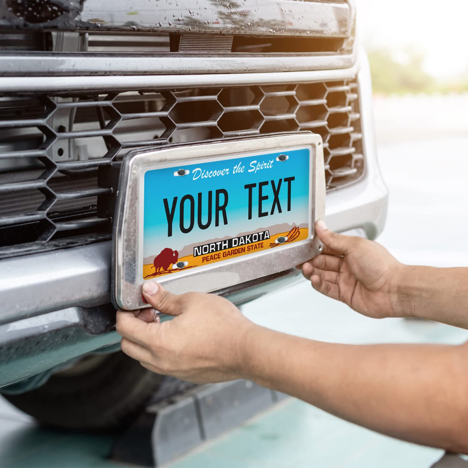 Sigo Signs Custom North Dakota License Plate - Personalized 6x12 Inches, Rust Free Aluminum, Fade Resistant, Made in USA