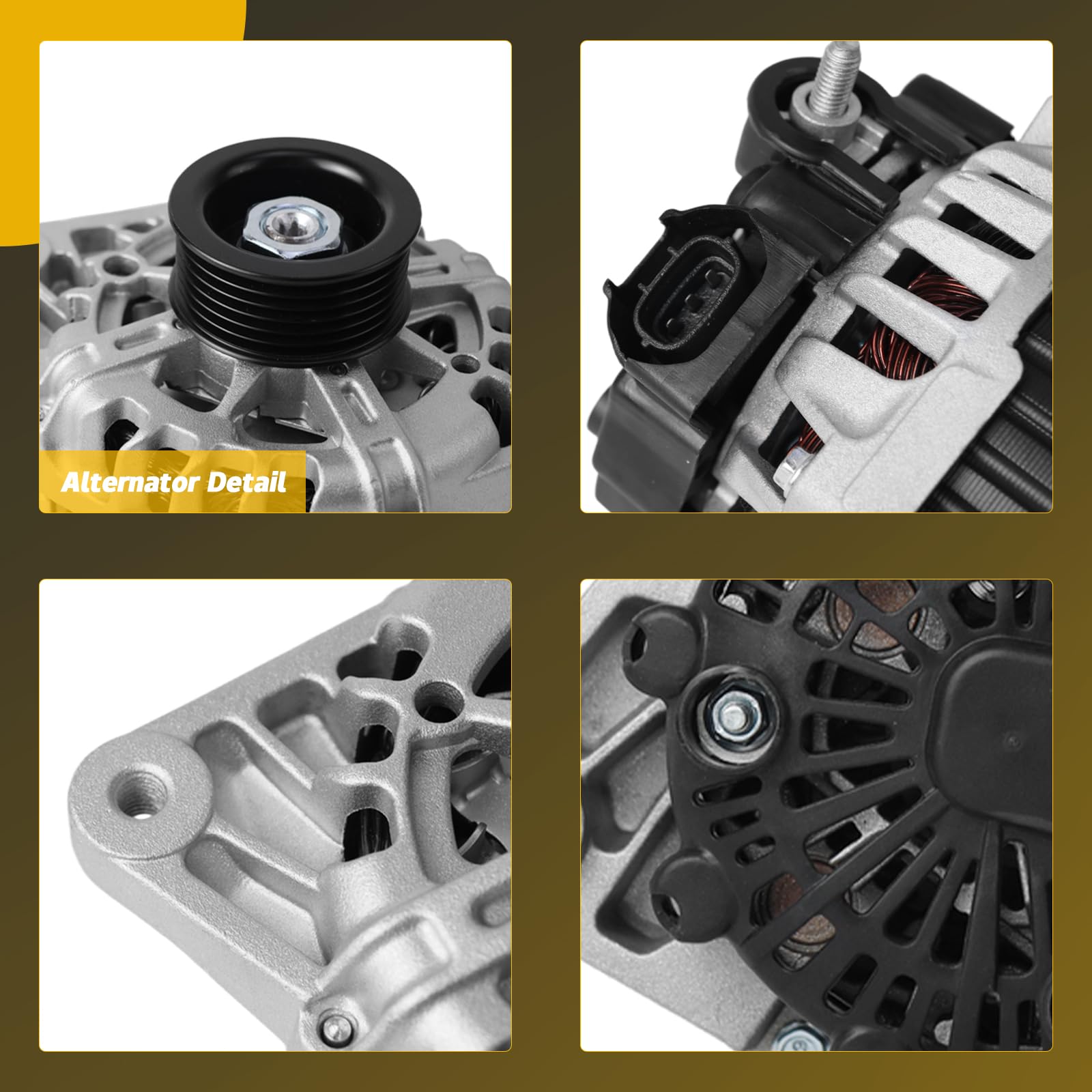 YINAVAGAD Alternator 1.6L L4 for Kia Rio 1.6L L4 2012 2013, for Hyundai Veloster Accent 1.6L 2012 2013 2014 2015 2016 2017, Repl