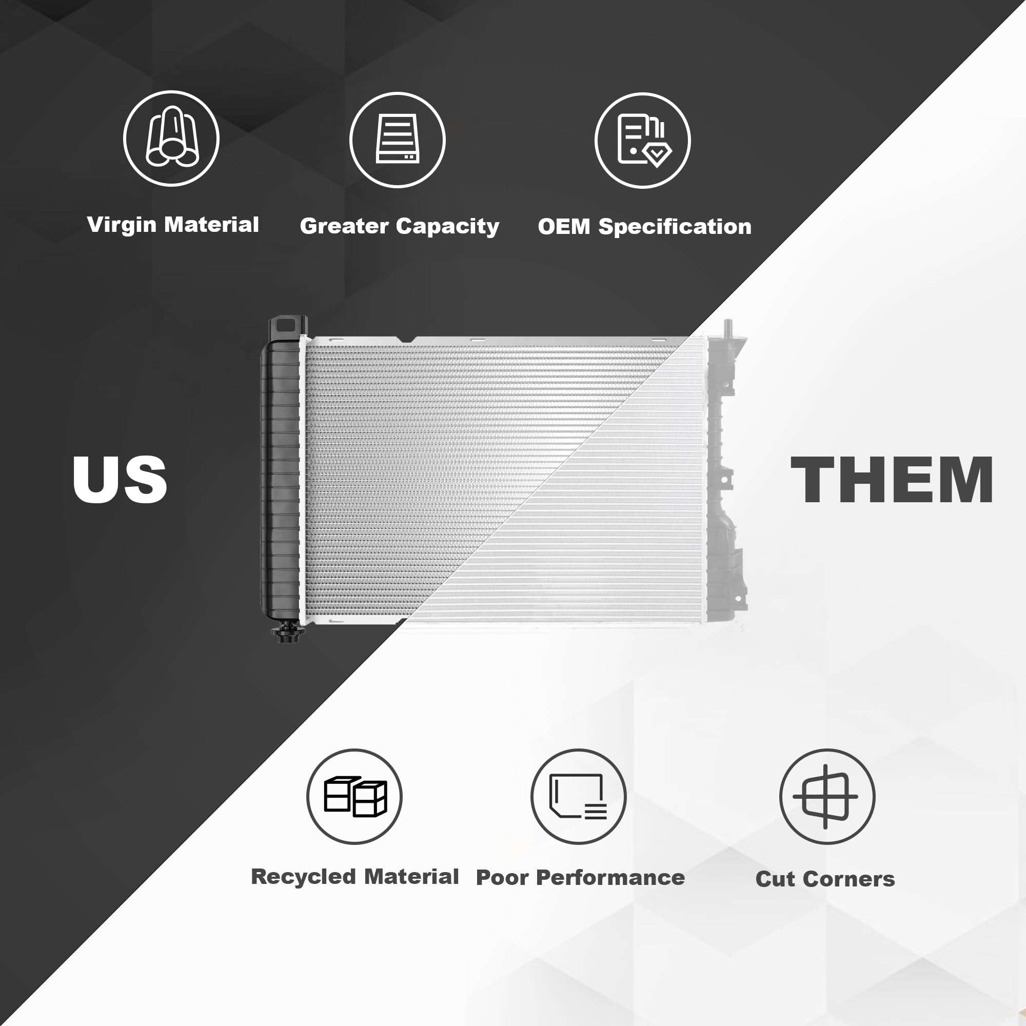 Klimoto Radiator | Compatible with Jeep TJ 1997-2006 Wrangler 1987-2006 2.4L 2.5L 4.0L 4.2L | Compatible with CH3010221 04087642