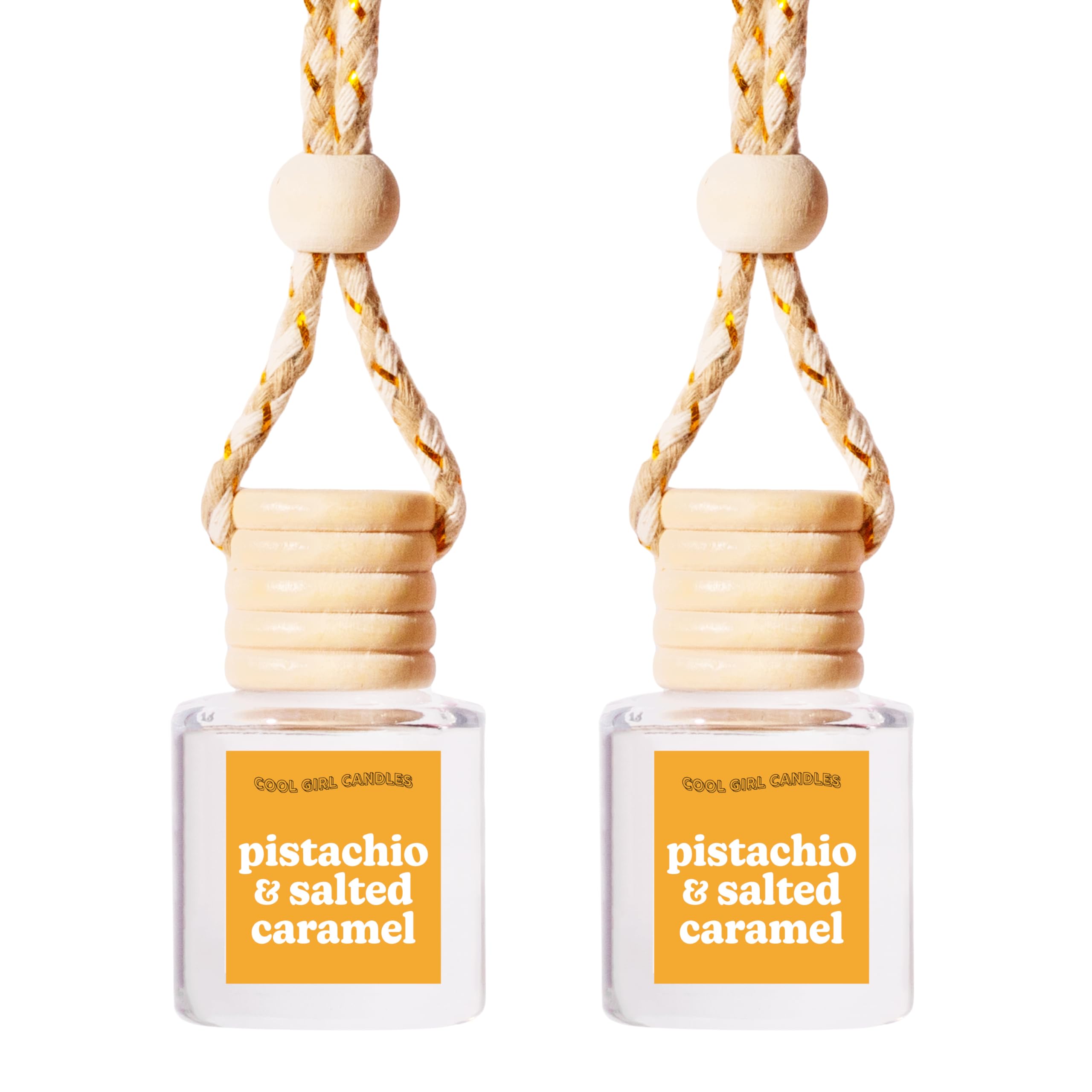 Coolgirlcandles Pistachio Salted Caramel Hanging Car Air Freshener And Essential Oil Diffuser - Automobile Aromatherapy Diffuser