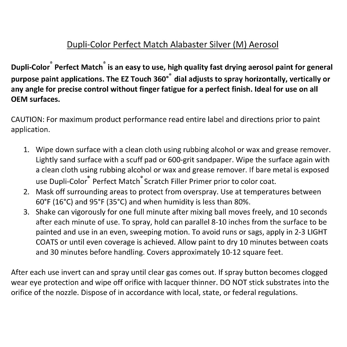 Dupli-Color Ebha09877 Perfect Match Automotive Spray Paint – Honda Alabaster Silver Metallic, Nh700M – 8 Oz. Aerosol Can