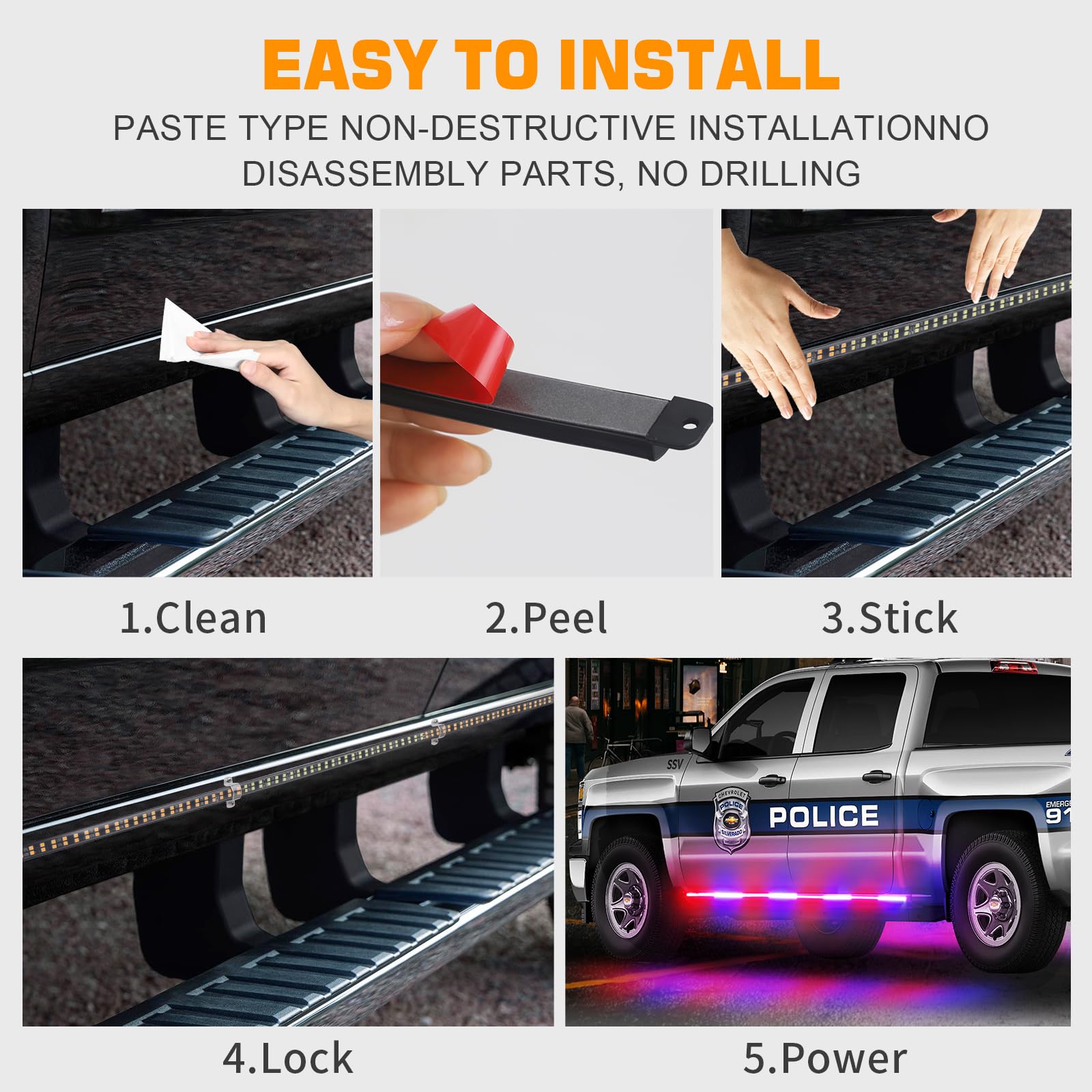 Xridonsen 2Pcs 70 Inch Emergency Truck Police Lights Strip 864 Led Running Board Strobe Lights Red Blue Police Lights Flashing W