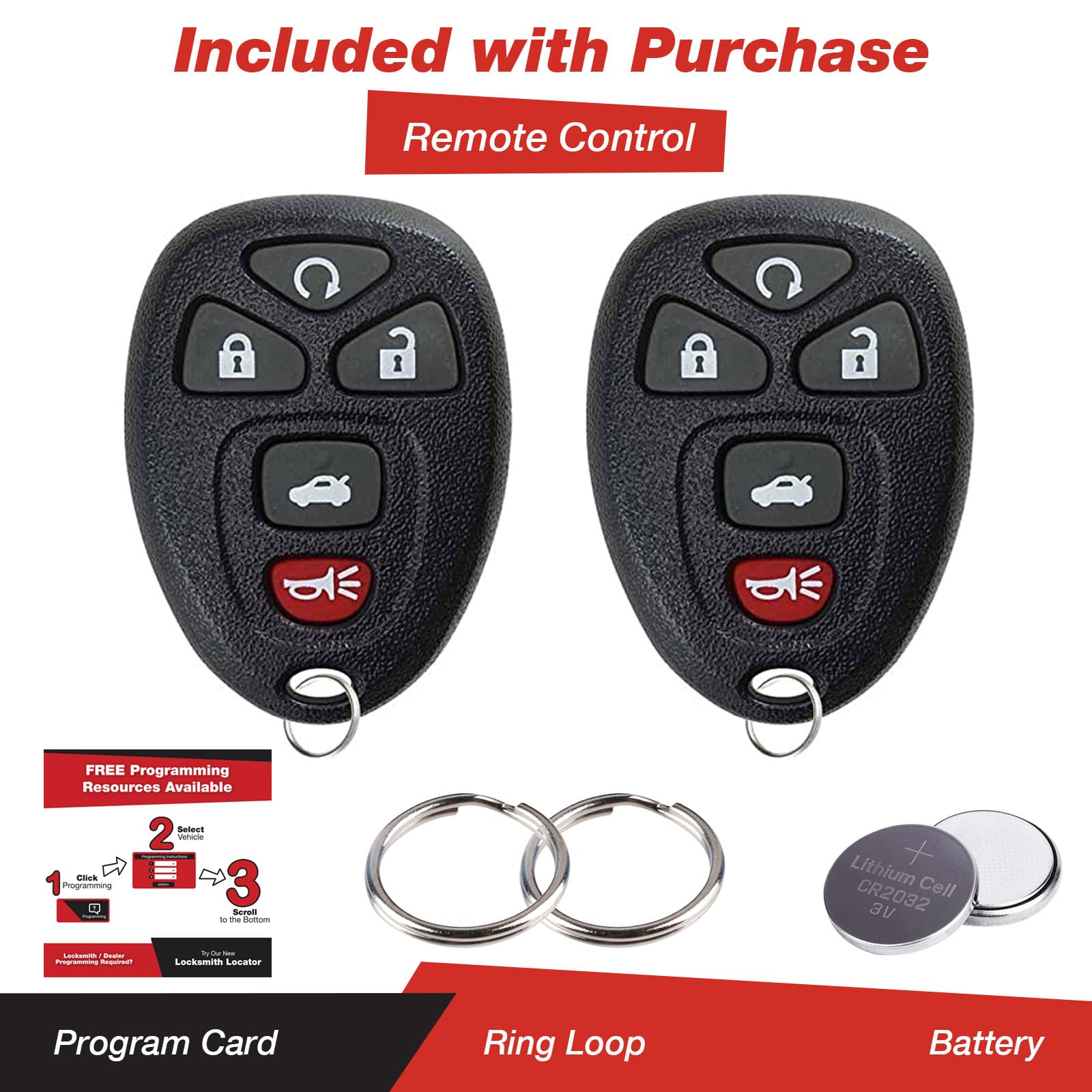 Keylessoption Keyless Entry Remote Control Car Key Fob Replacement For 15912860 (Pack Of 2)
