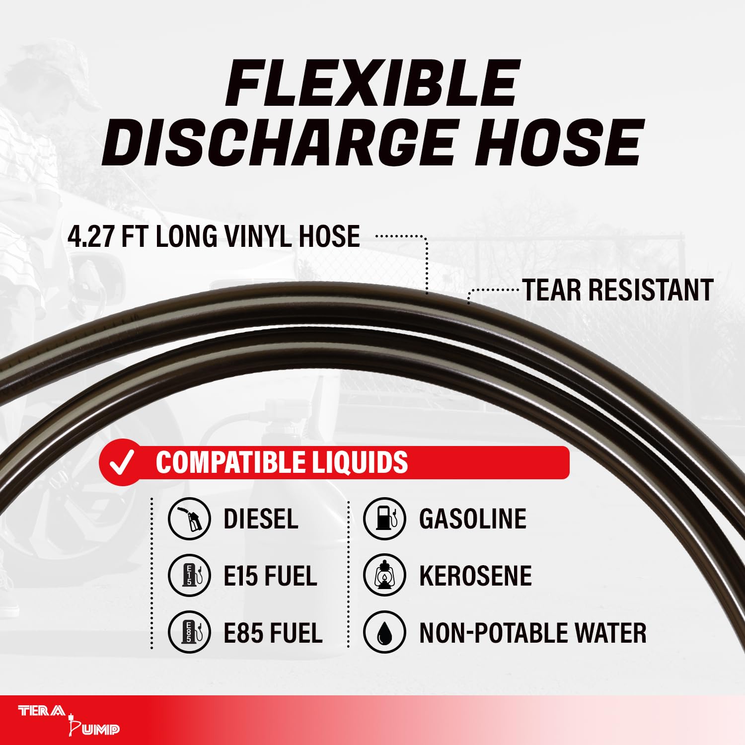 TERA PUMP TRFA03-XL Gas Can Adapter Cap, Battery Powered Fuel Transfer Pump, 2.3 GPM, Red, X-Large, Polypropylene, Model A-TP-