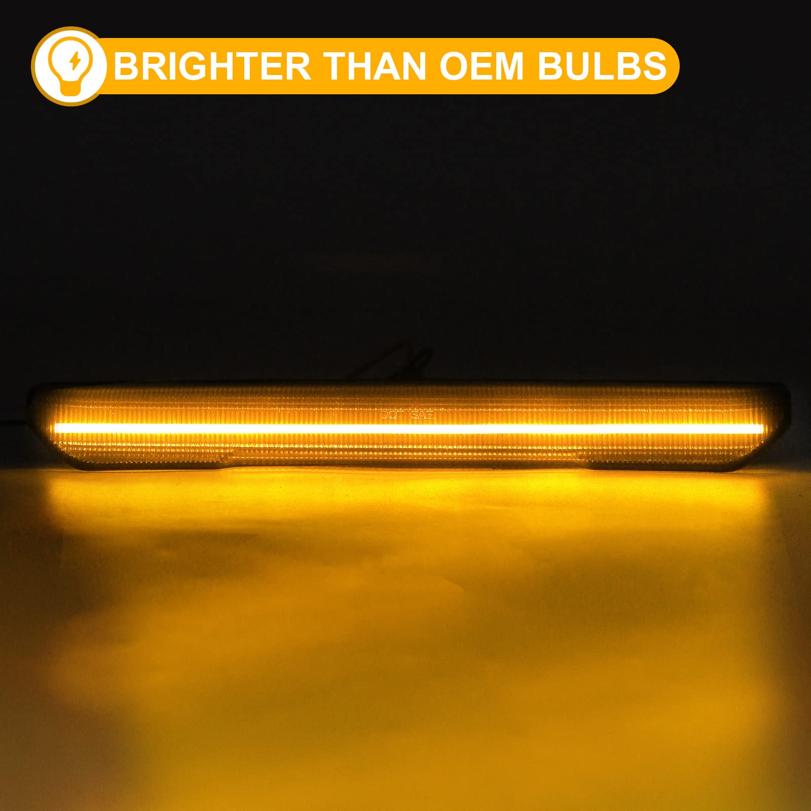 R&F Auto 4Pcs Amber Smoked Lens Led Side Marker Lights Replacement For Sierra 2500Hd 3500Hd 2020-2024 Pickup Truck Amber Front R