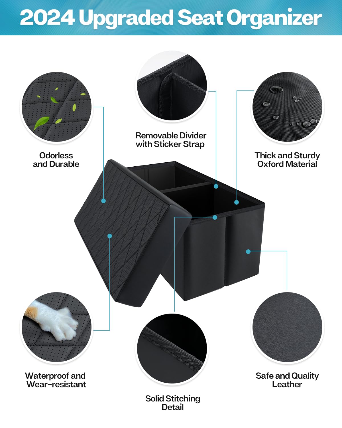 Mixsuper Liner Car Seat Organizer for Kia Telluride 2025 2024 2023 2022 2021 2020, Console Organizer Backseat Box for Kia Tellur