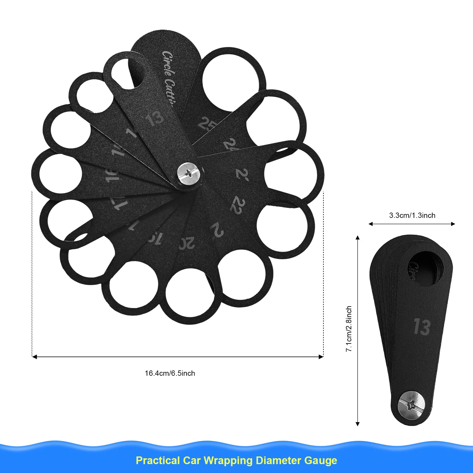 Newishtool Vinyl Wrap Film Precise Hole Cutting Circle Template Measuring Tool Car Wrap Tool Sensor Circular Cutter Template 13Mm-25Mm Wrap Tools