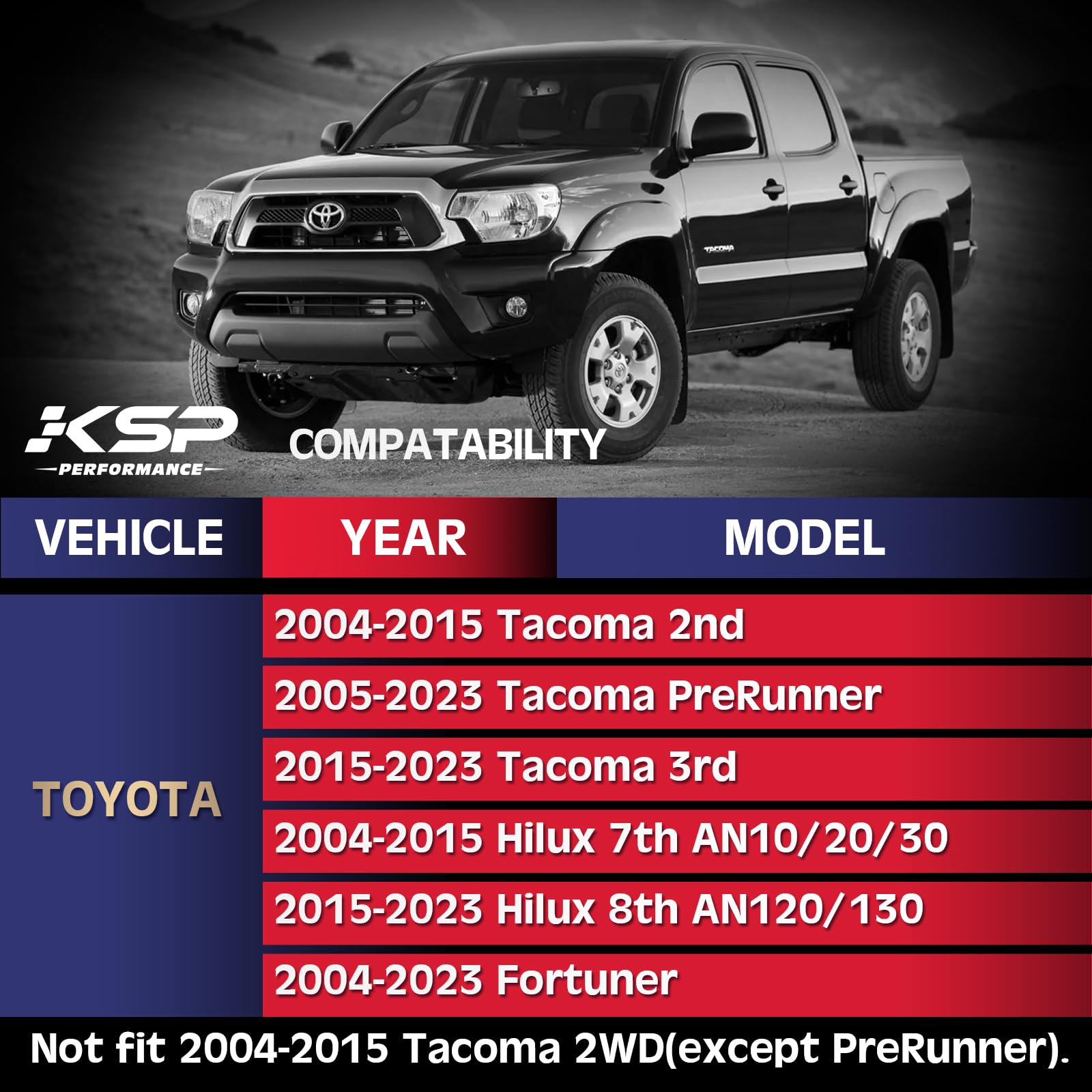 Ksp Upper Control Arms For Toyota Tacoma & Hilux Fortuner, Adjustable Uca Lift 0-2'' - Replace Oe Part#4861004020, 4863004020