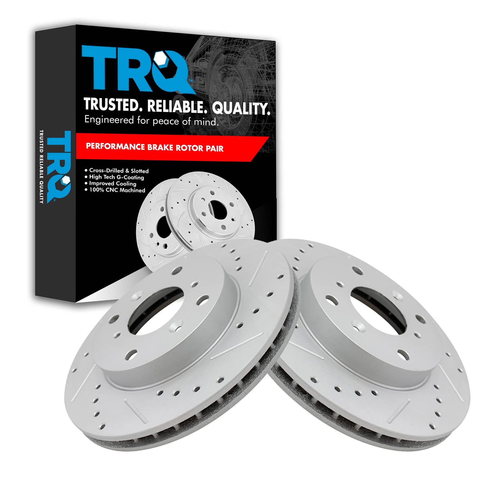 Trq Front Performance Brake Rotors Set Premium G-Coated Compatible With 1998-1999 Acura Cl 1998-2002 Honda Accord 1992-1996 Prel