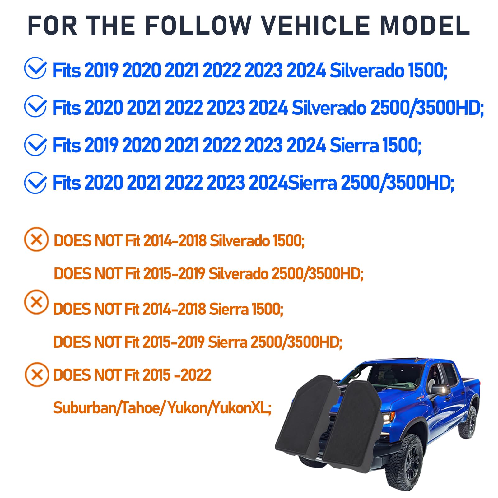 Bed Rail Stake Pocket Covers For Gmc Sierra 1500/Chevy Silverado 1500 2019-2023 2024 & Silverado/Sierra 2500/3500Hd 2020 2021 2022 2023 2024 Rear Truck Tonneau Covers Stake Holes Cap Plugs(2 Packs)