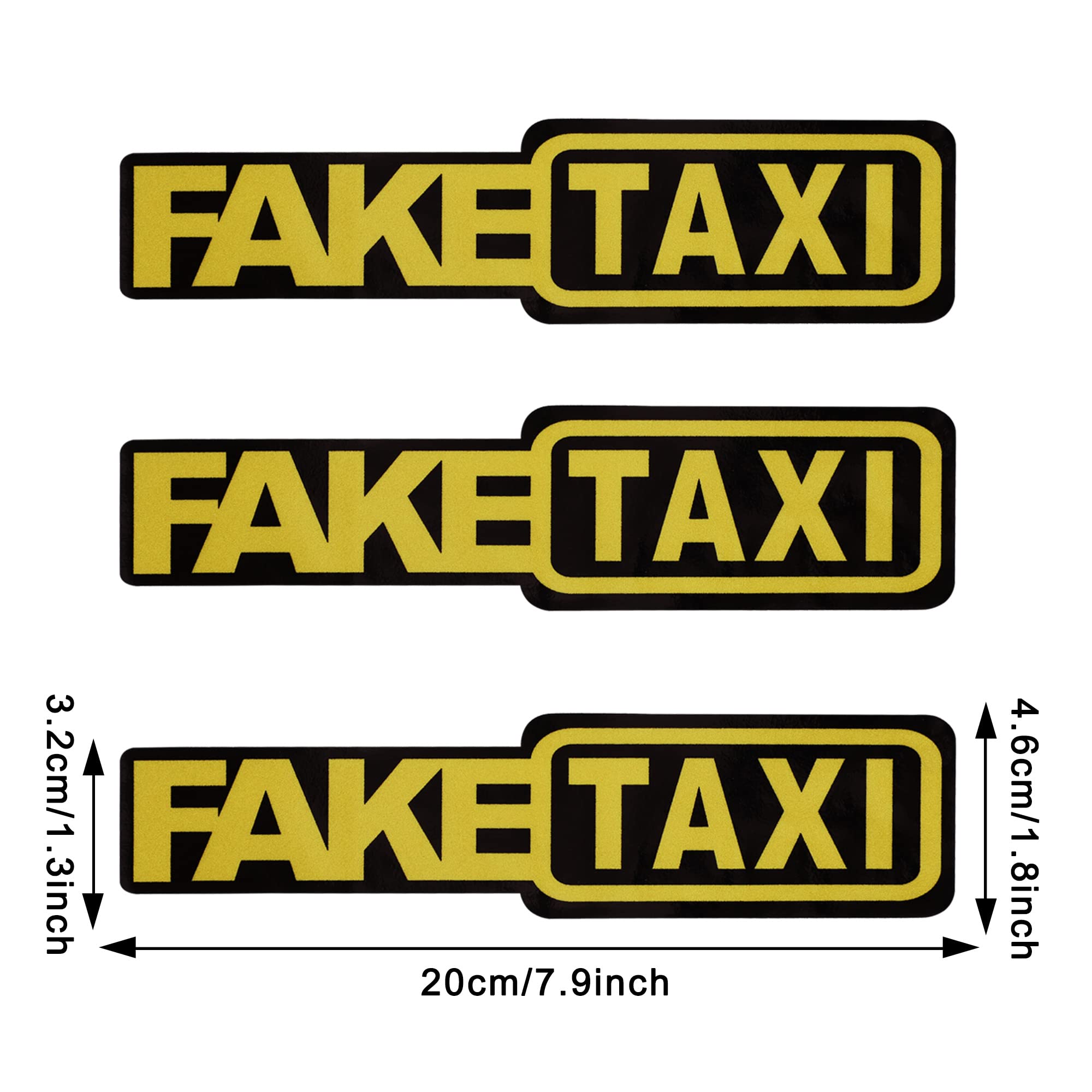 TOMALL 3pcs Fake Taxi Reflective Stickers for Car Bumper Fender Window Waterproof Funny Self Adhesive Vinyl Decal Decoration for SUV Truck Motorcycles Bicycles (B-Yellow)