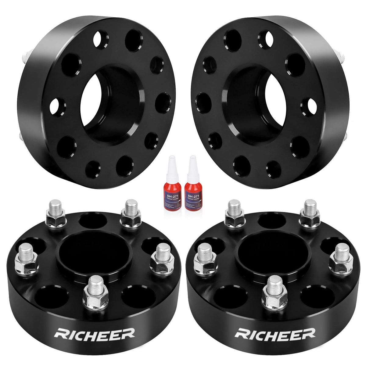Richeer 1.5 Inch 5X5 Wheel Spacers For 2018-2024 Wrangler Jl, 2011-2024 Grand Cherokee Wk2 Wl, 2019-2024 Gladiator Jt, 2011-2023 Durango, 5X127Mm Forged Wheel Spacer With 14X1.5 Studs & 71.5Mm Bore