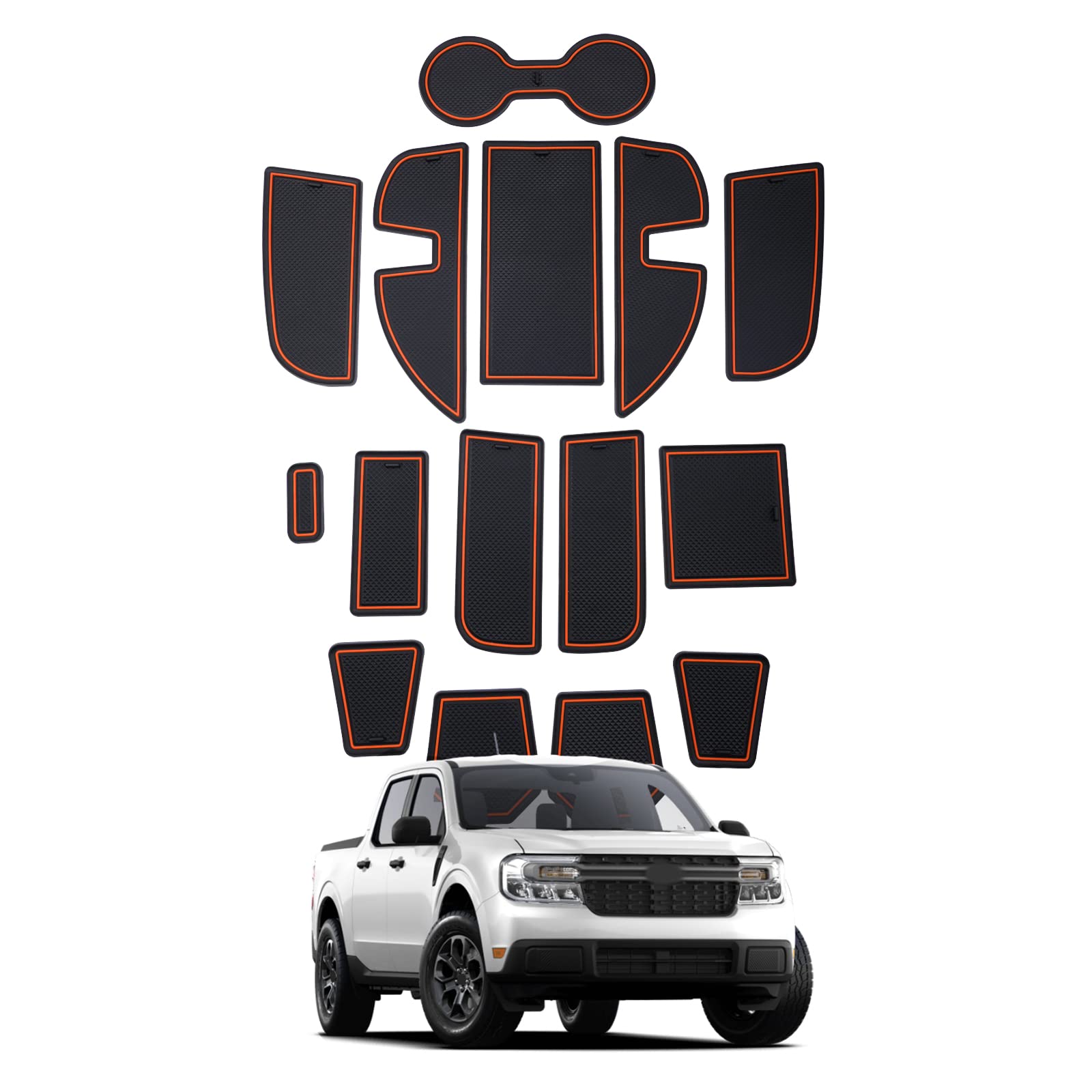 Shaohao For 2023 2024 Ford Maverick Door Slot Mats 2022 2023 2024 Maverick Accessories Cup Holder Console Pocket Liner Pads 2022 2023 2024 Maverick Xl/Xlt/Lariat Pickup Truck Door Mat Cup Liner Mat