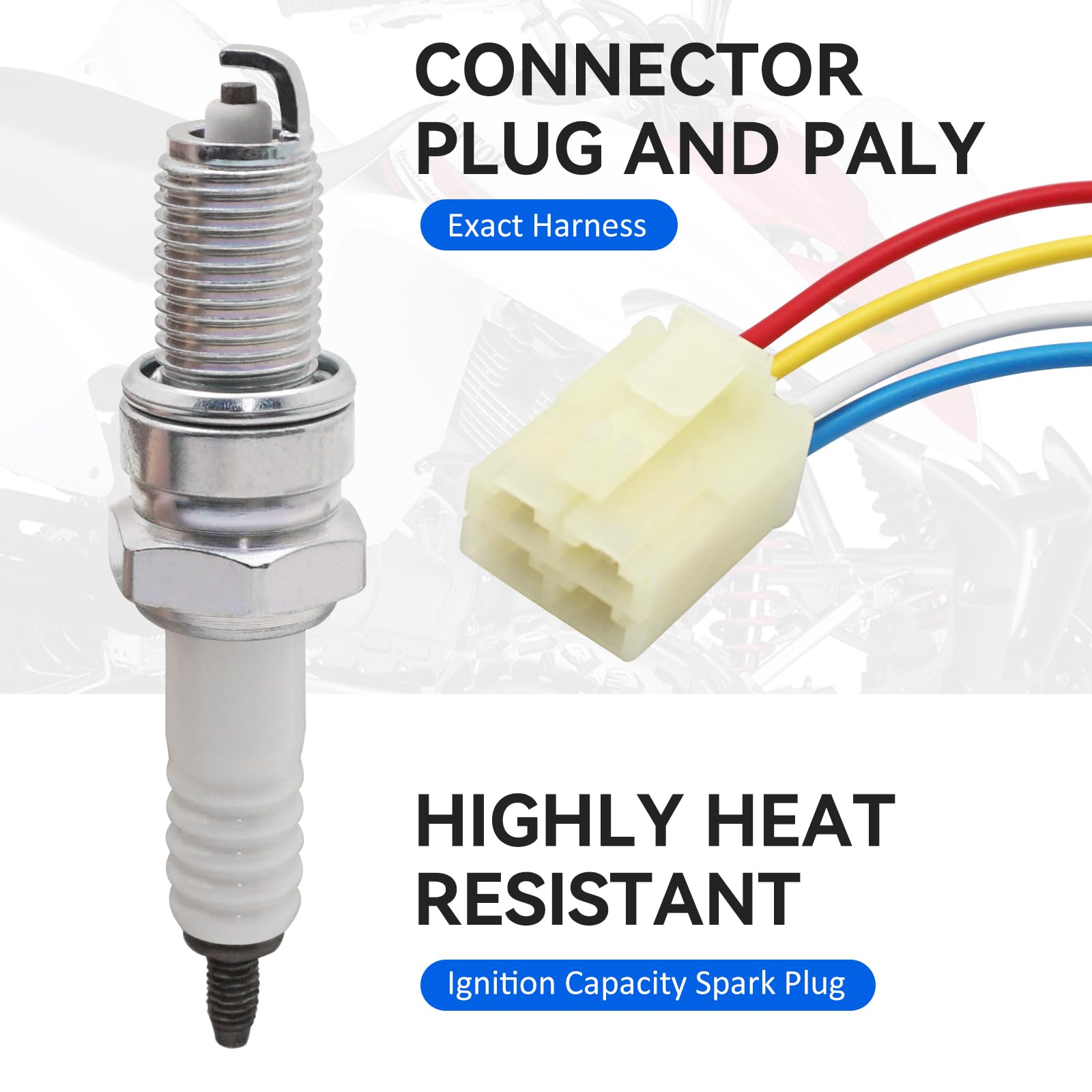 M Mati Starter Solenoid Relay & Plug & Spark For Yamaha Grizzly 350 400 450 660 Big Bear 250 400 Raptor 350 660 Wolverine 350 40