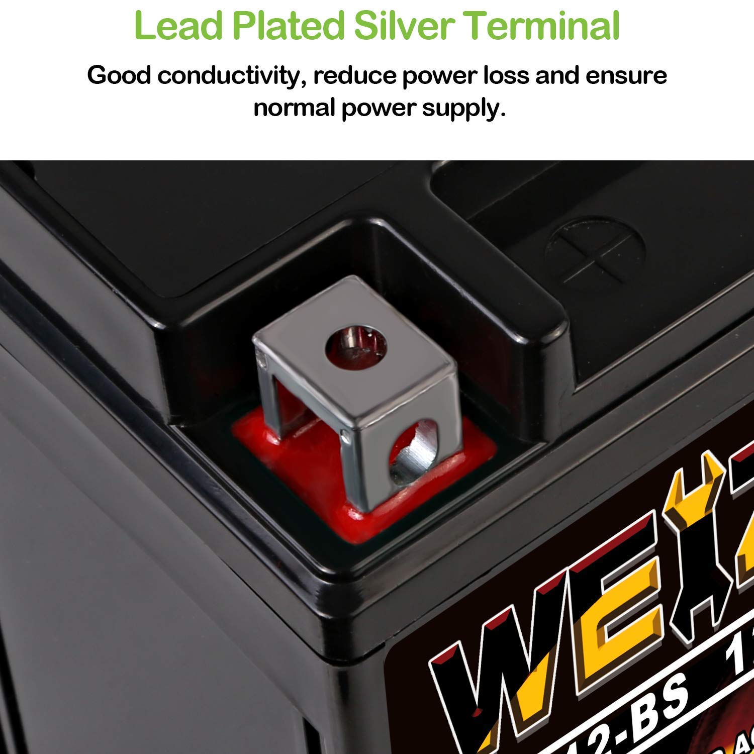 Weize YTX12-BS Motorcycle Battery High Performance - Maintenance Free - Sealed YTX12 BS AGM Rechargeable ATV Batteries compatibl