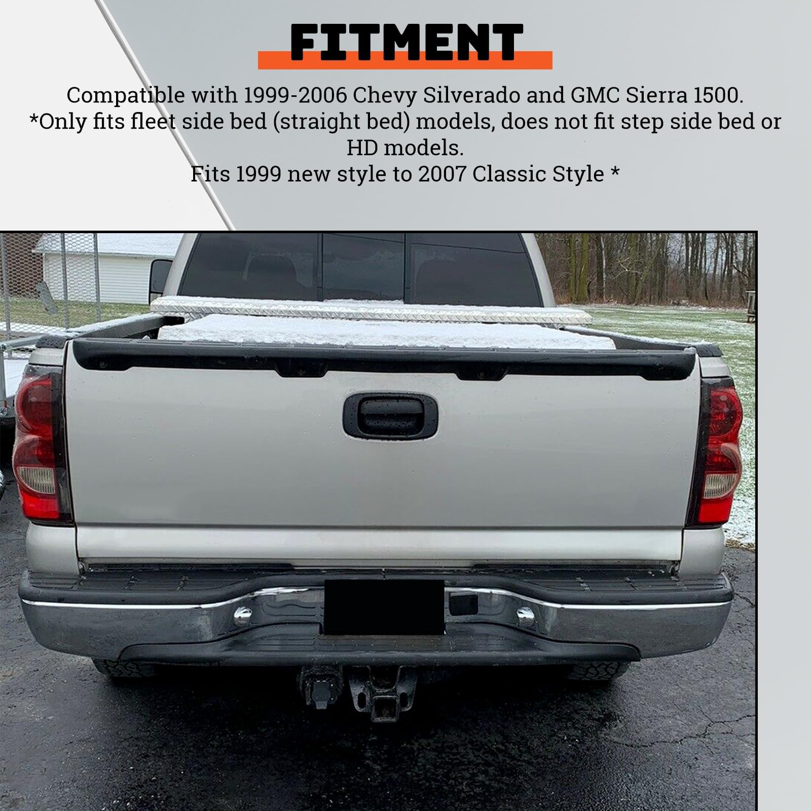 Ecotric Rear Step Bumper Bar Chrome Compatible With 1999-2006 Chevy Chevrolet Silverado Gmc Sierra 1500 2500 W/Pad & License Pla