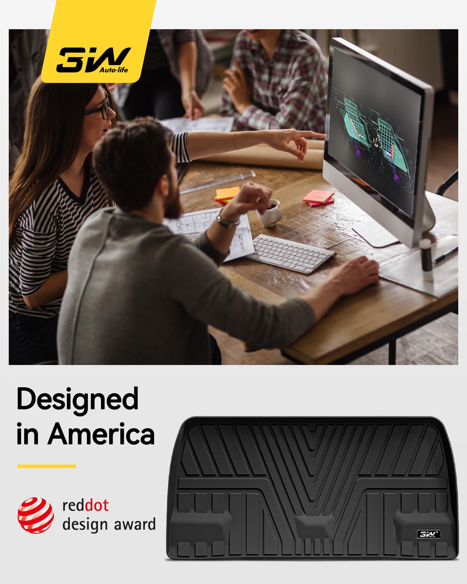 3W Cargo Liner Fit For Honda Odyssey 2025 2024 2023 2022 2021 2020 2019 2018 Custom Fit Trunk Liner Mini Passenger Van, All Weat