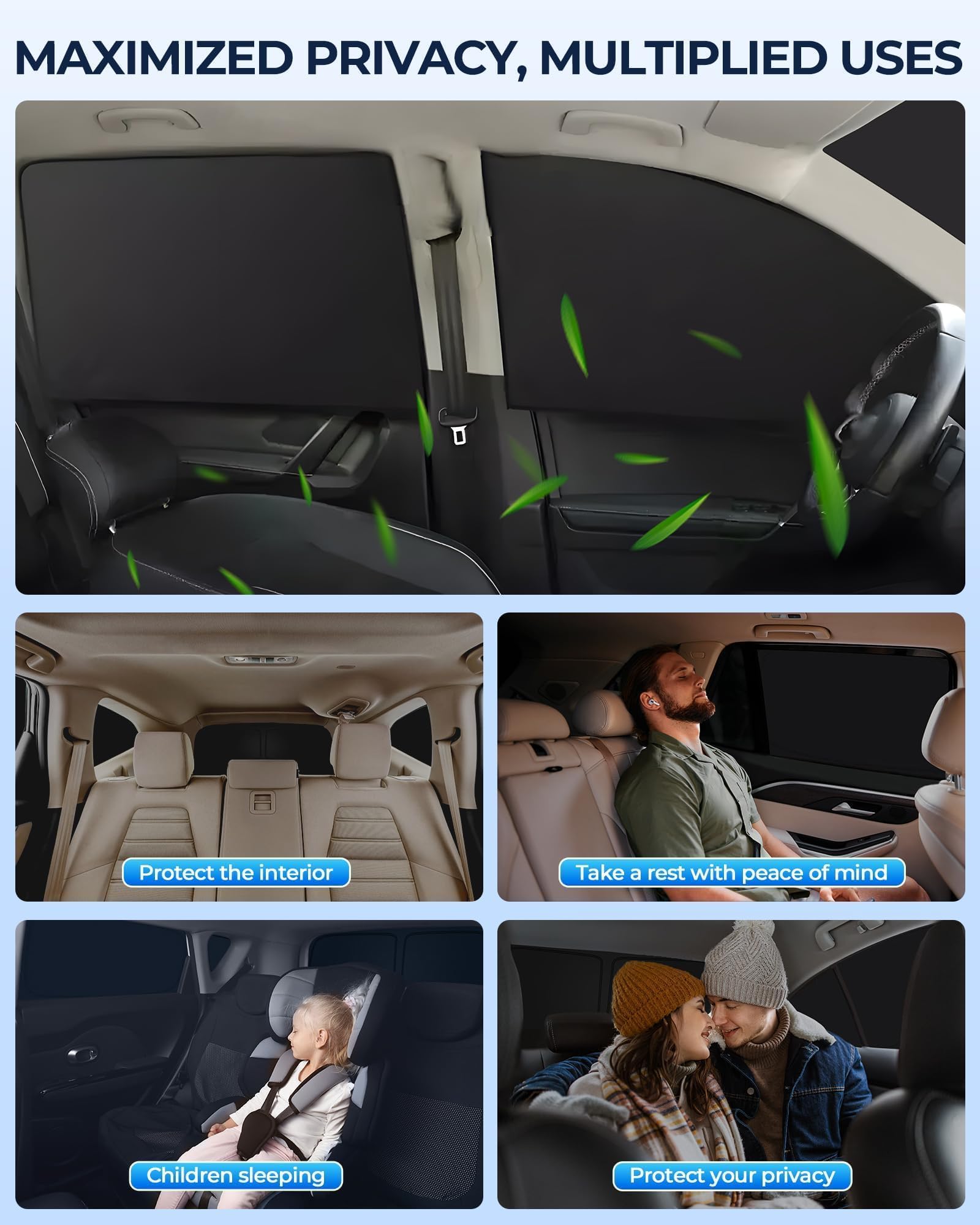 for Jeep Grand Cherokee 2022-2025 (NOT for Grand Cherokee L) Car Window Shades, 8pcs Privacy Sun Shade Set for Front Windshield