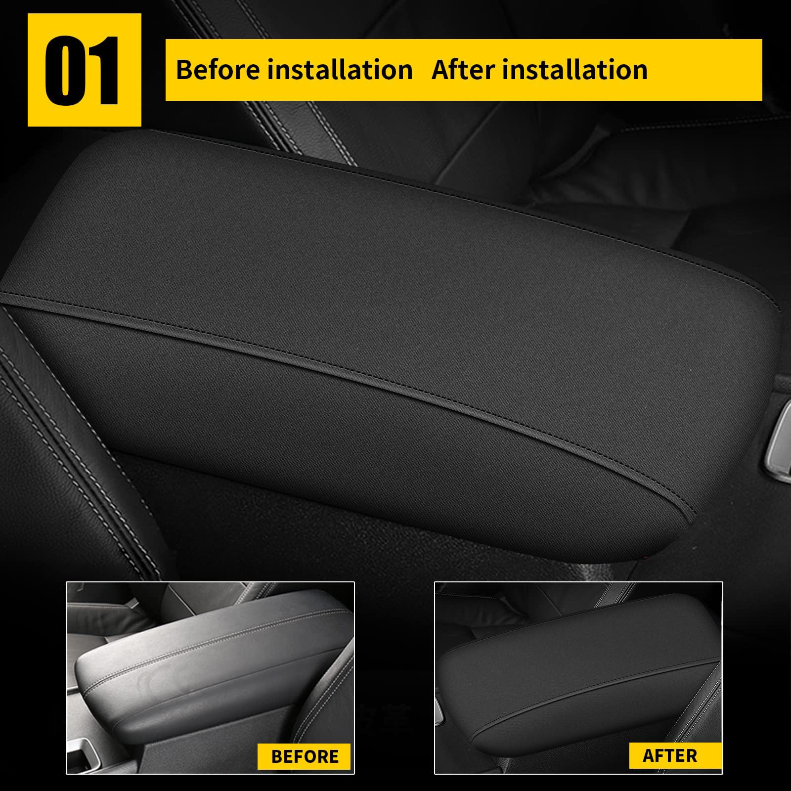 Aomsazto Center Console Neoprene Armrest Covers For 2013-2018 Nissan Altima Black