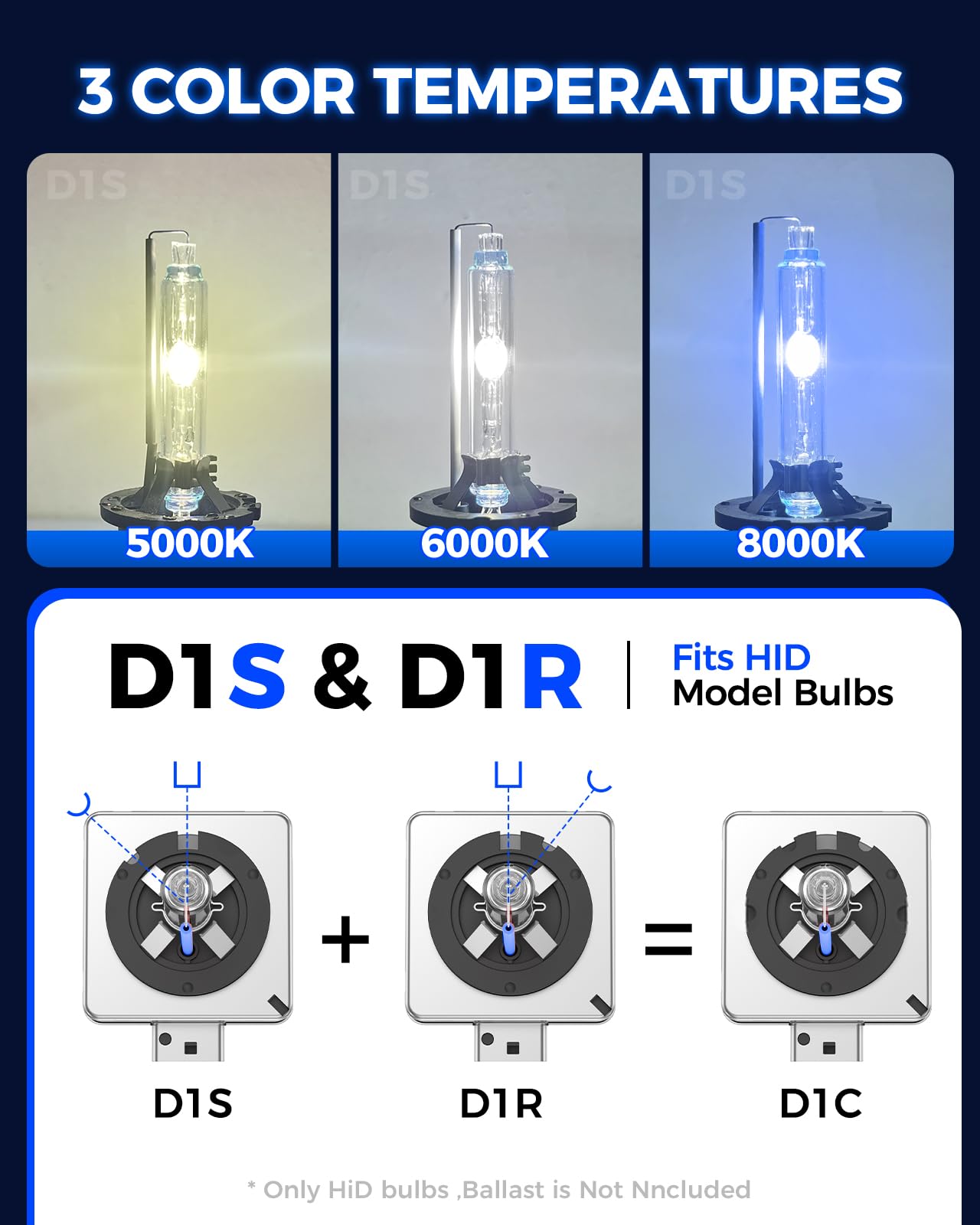 Marsauto D1S Hid Bulbs, 6000K Cold White, Xenon Bulb(Not Halogen/Led Bulbs), 5 Years Lifespan, Waterproof Design, Up To 350% Bri
