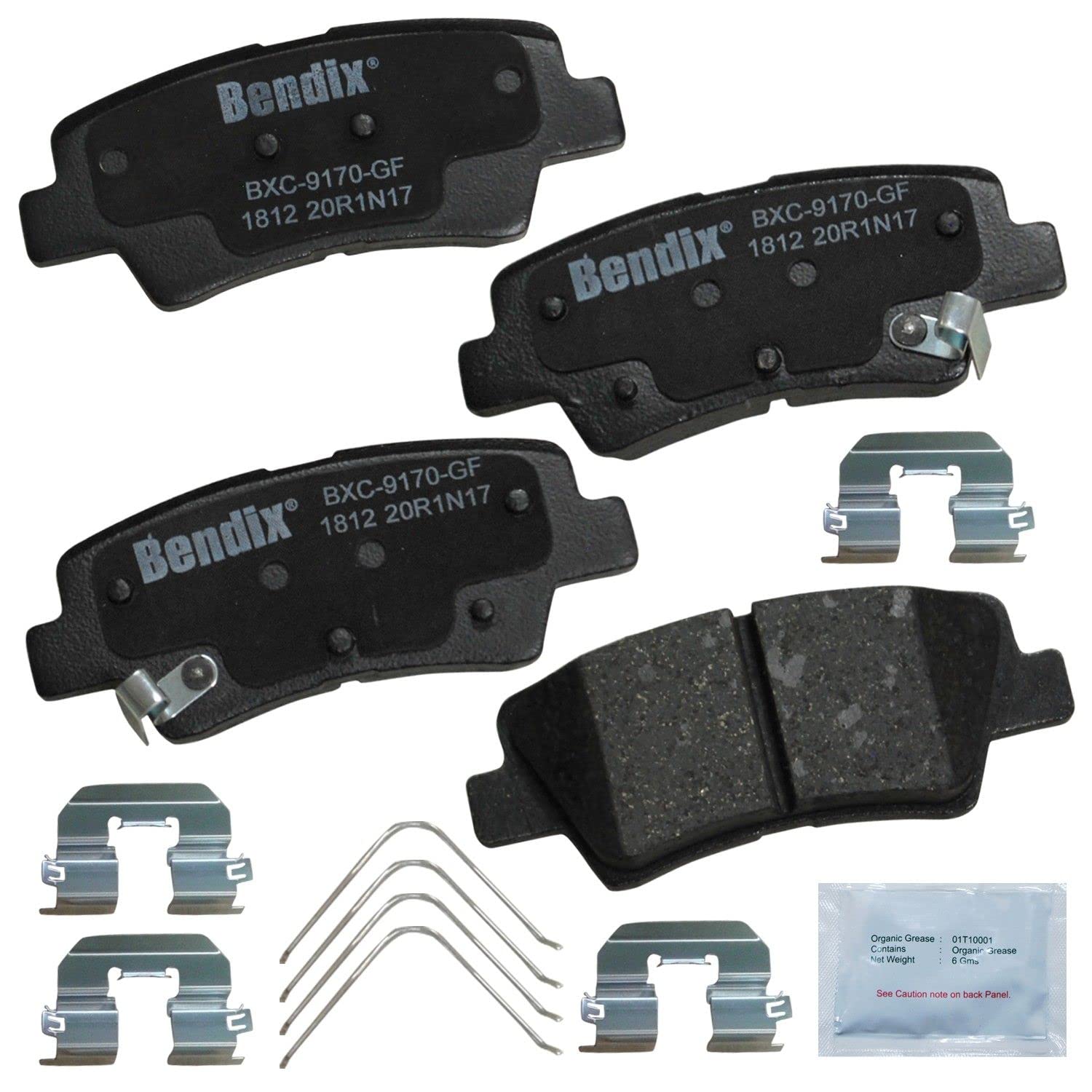 Bendix Priority1 Cfc1812 Ceramic Rear Brake Pads For Select Models Hyundai Accent, Elantra, Elantra Coupe, Ioniq, Venue, Kia Nir