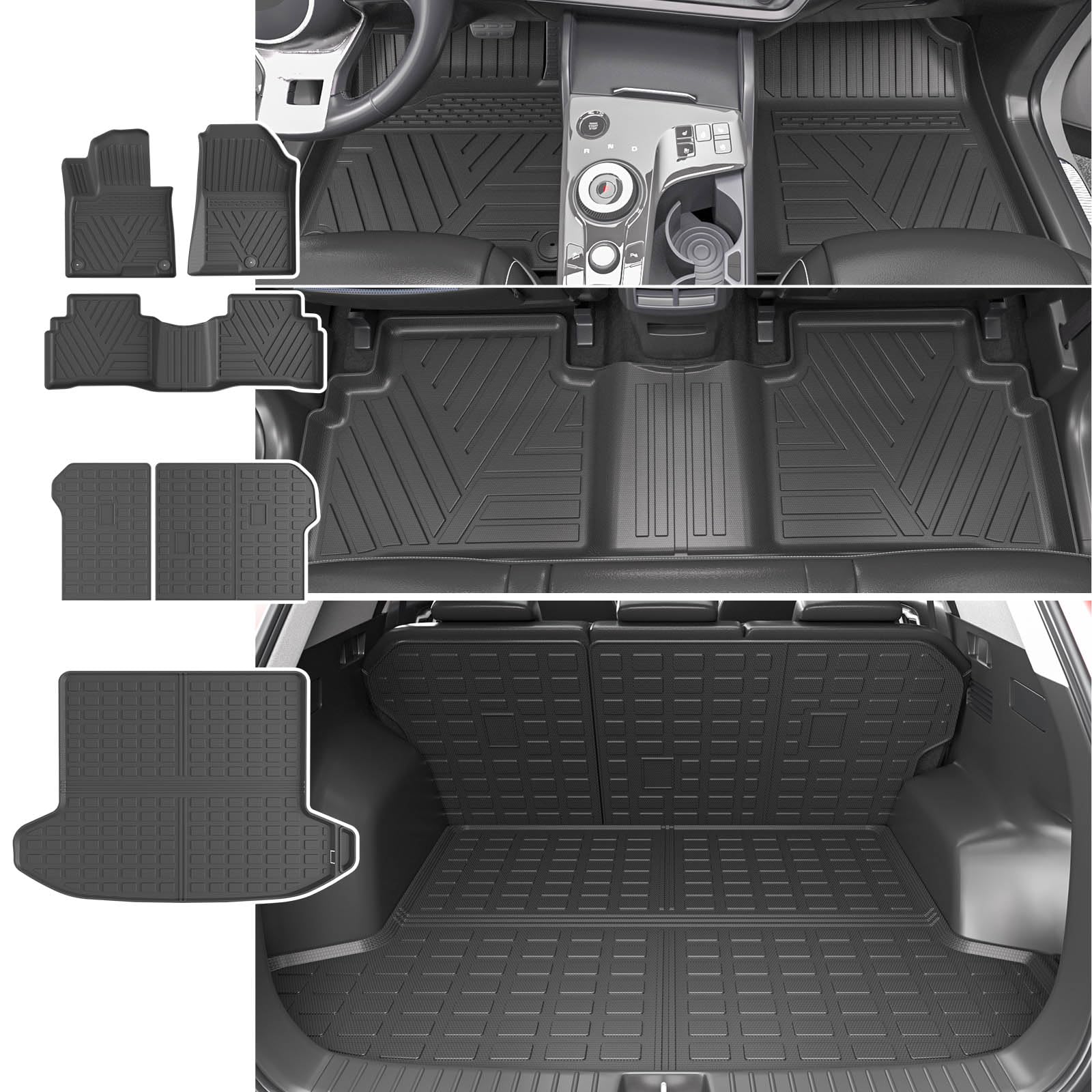 Xipoqix Floor Mat Backrest Mat Compatible With 2023 2024 Kia Sportage (Not Hybrid) Tpe All Weather Cargo Liner Replacement For 2